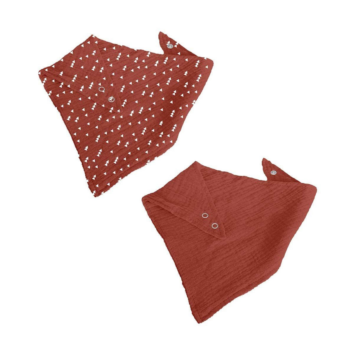 Paris Prix Lot de 2 Bavoirs Bébé  Bandana  41cm Terracotta