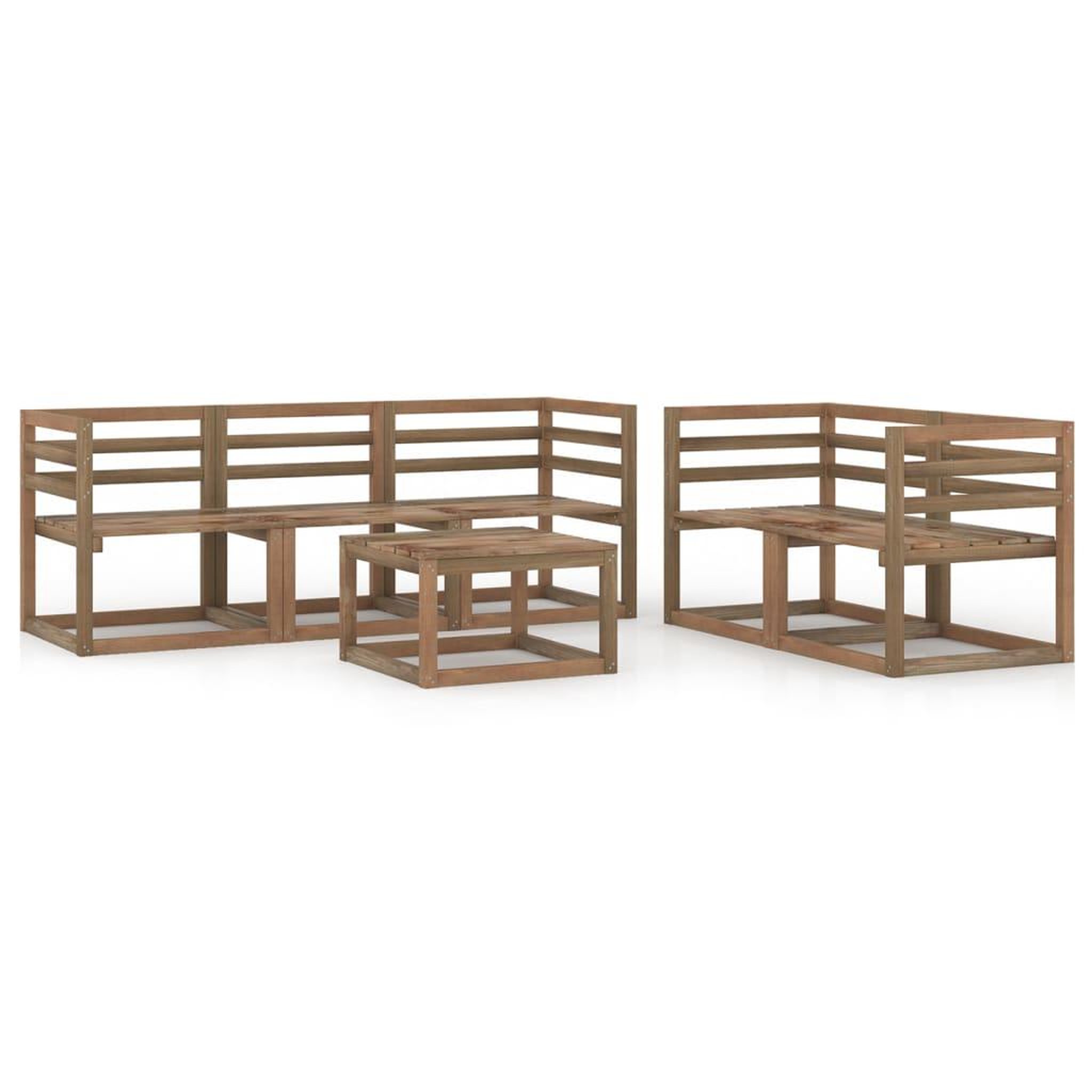 Voir la diapositive 1 : VIDAXL Salon de jardin 6 pcs Marron Bois de pin impregne