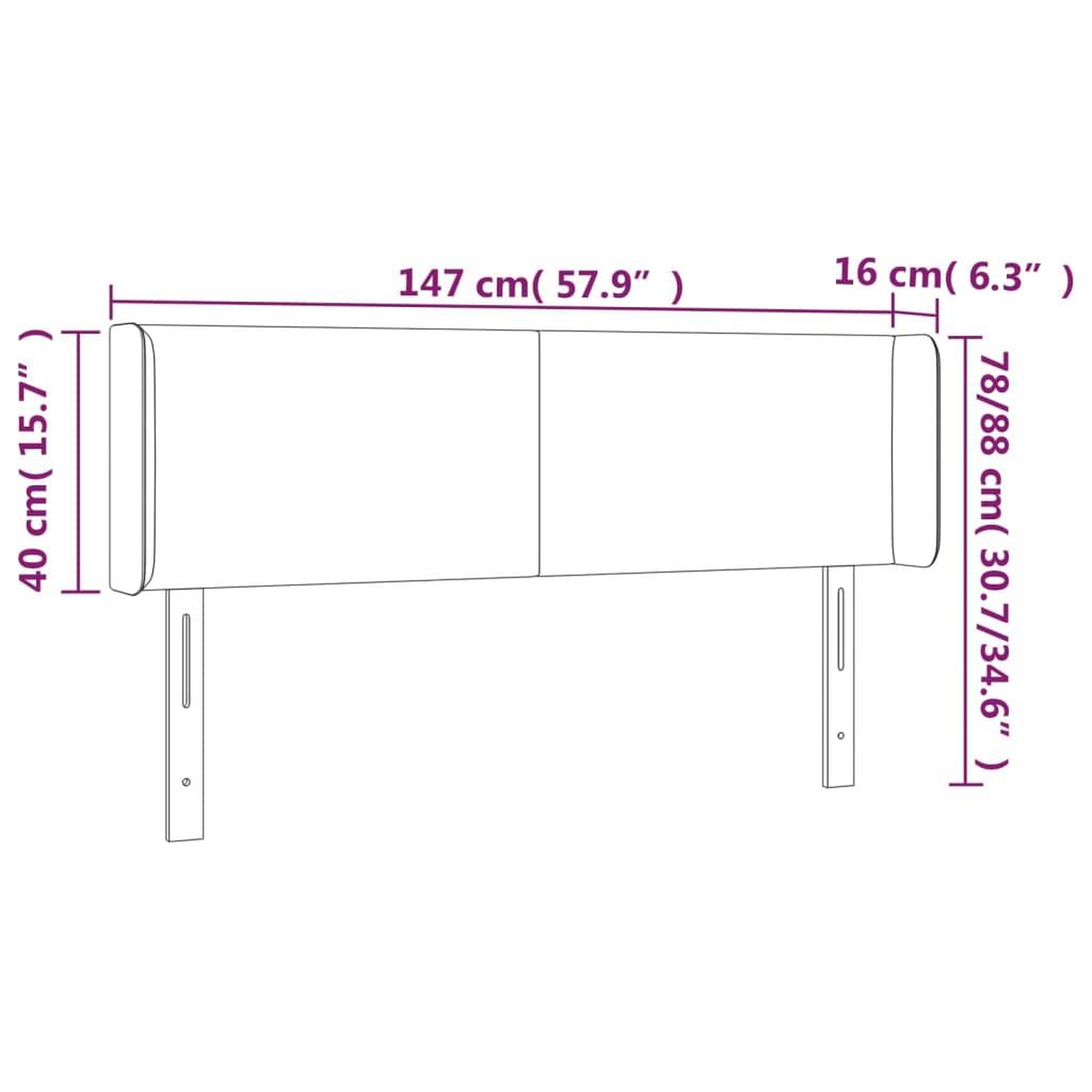 Voir la diapositive 6 : VIDAXL Tete de lit a LED Gris fonce 147x16x78/88 cm Velours
