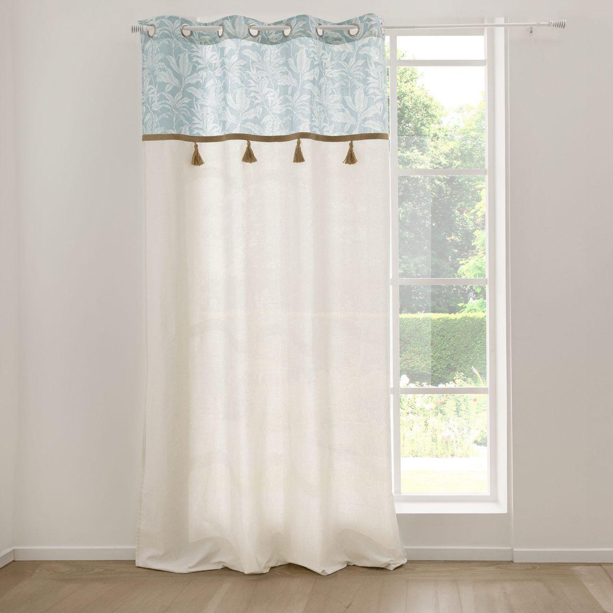 Douceur d'Intérieur Rideau à œillets avec pompons  hera  140x240cm menthe