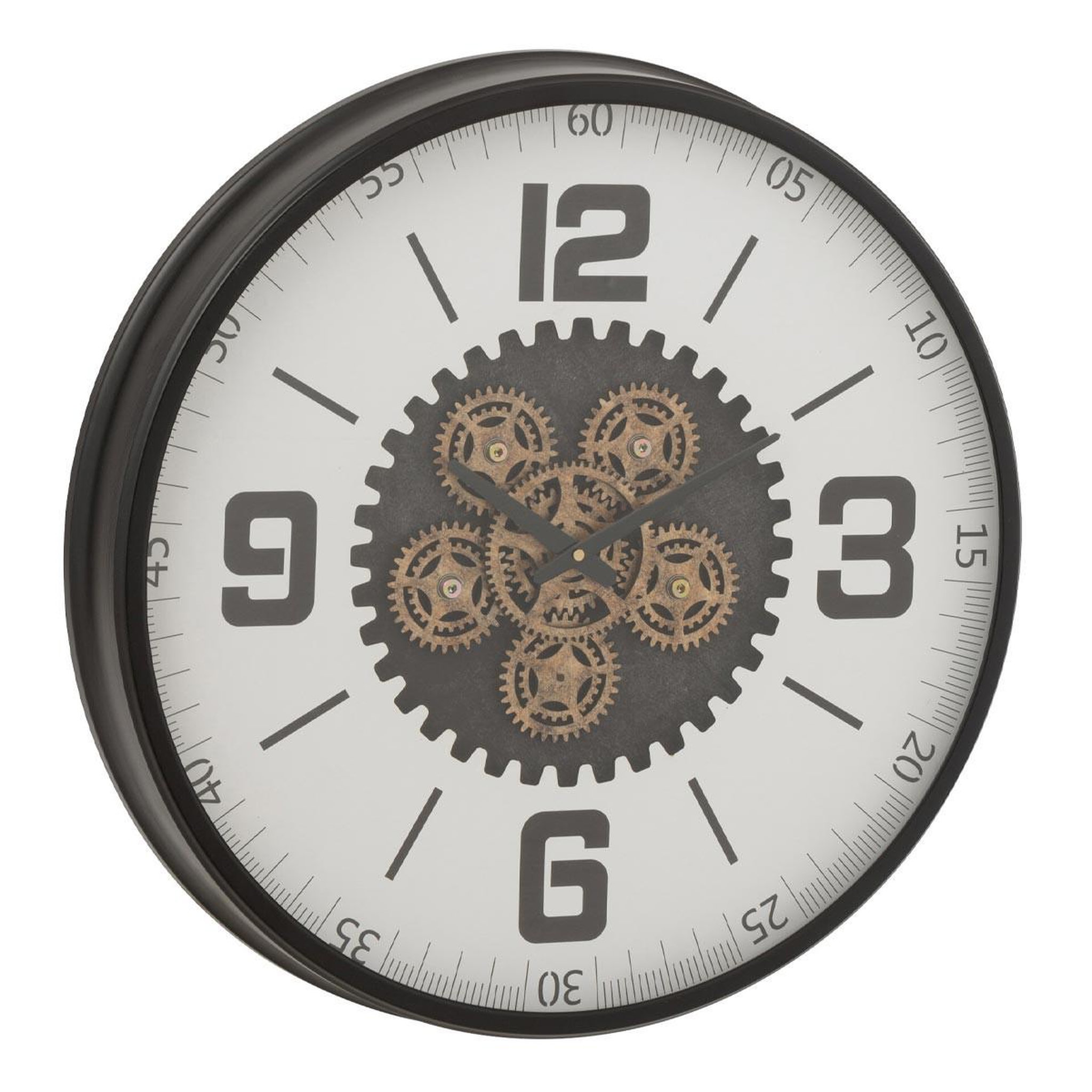 J-LINE Horloge murale engrenage  frosted  60cm noir & blanc