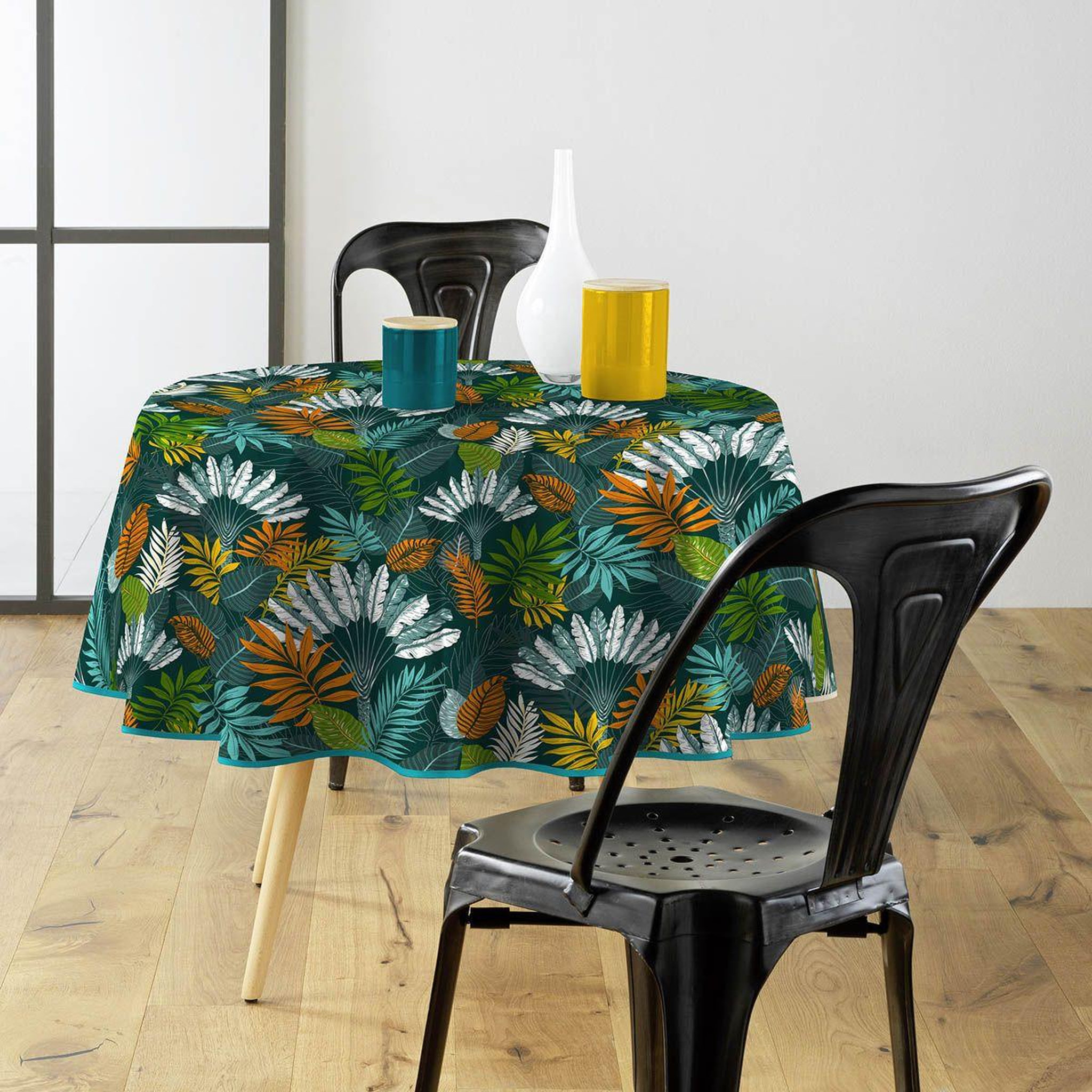 Voir la diapositive 2 : Douceur d'Intérieur Nappe ronde imprimé  panazio  160cm vert