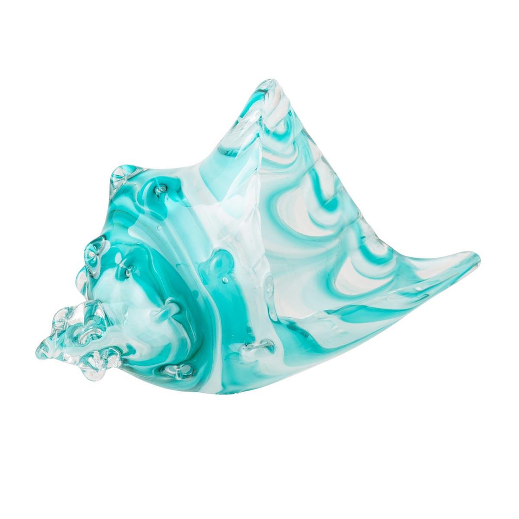 J-LINE Presse-papier coquillage en verre  océan  22cm turquoise
