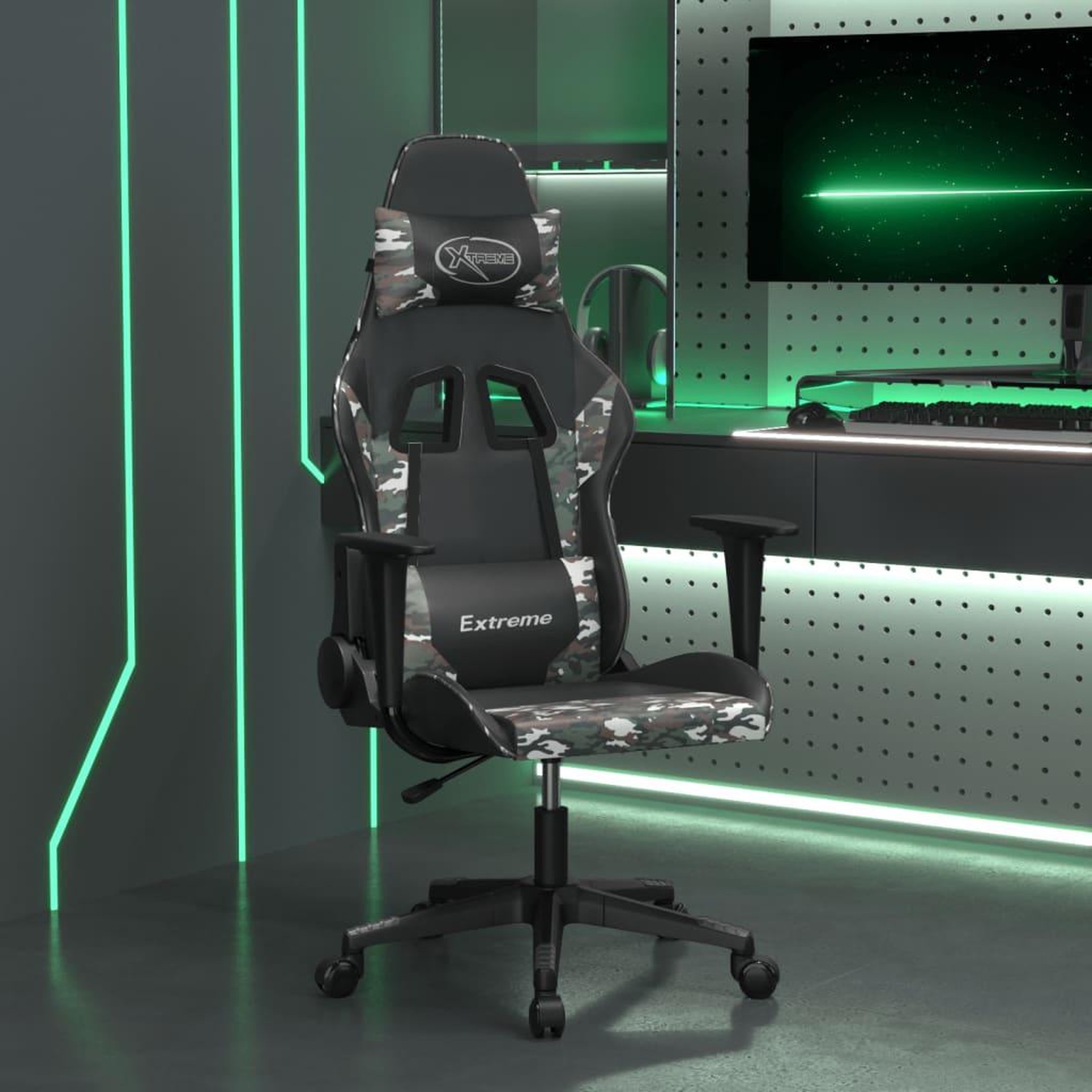 VIDAXL Chaise de jeu de massage Noir et camouflage Similicuir