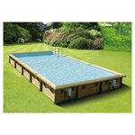 UBBINK Piscine hors sol bois rectangulaire - 500x800x140cm - Liner Bleu - LINEA