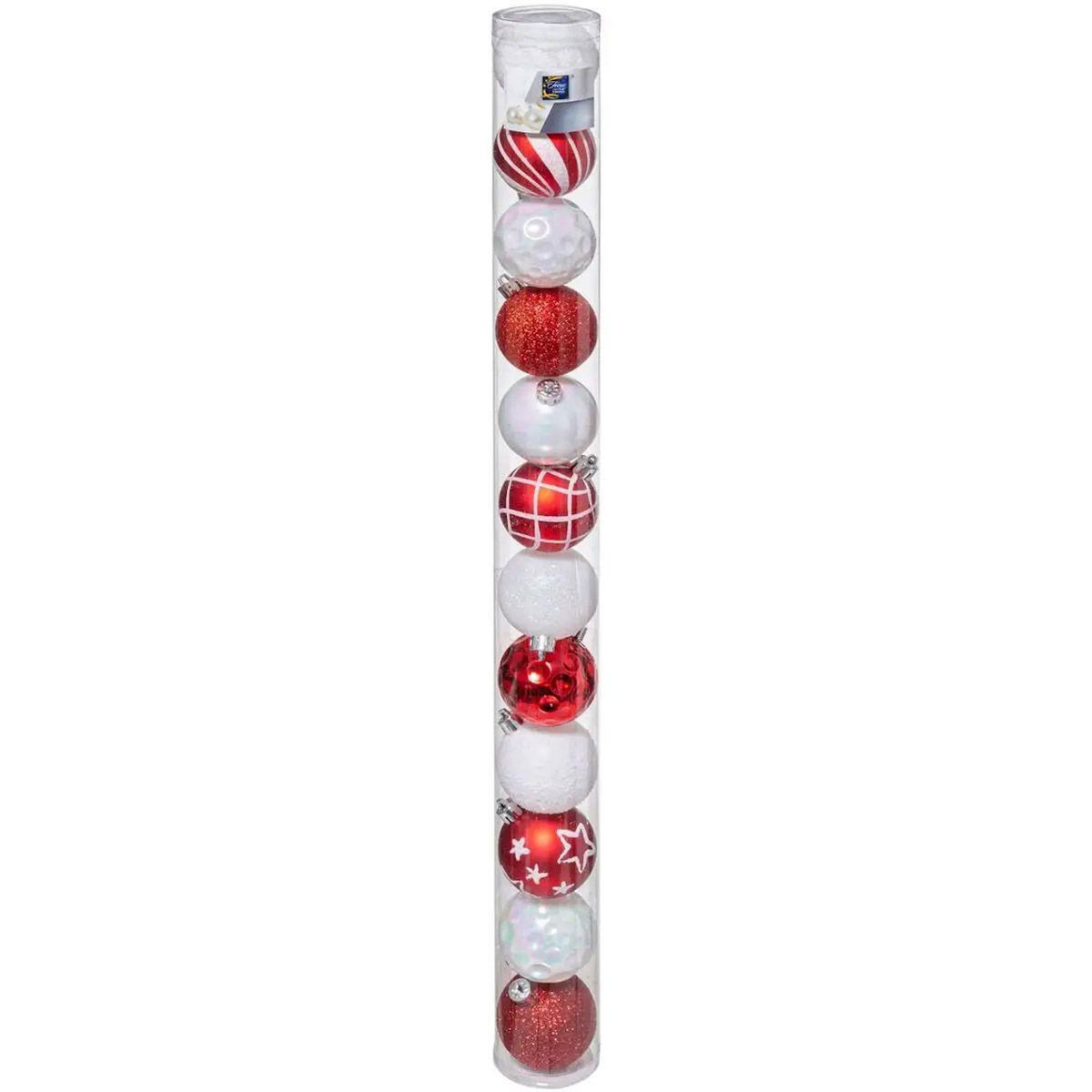 ATMOSPHERA Lot de 12 Boules de Noël  Colorama  6cm Rouge & Blanc