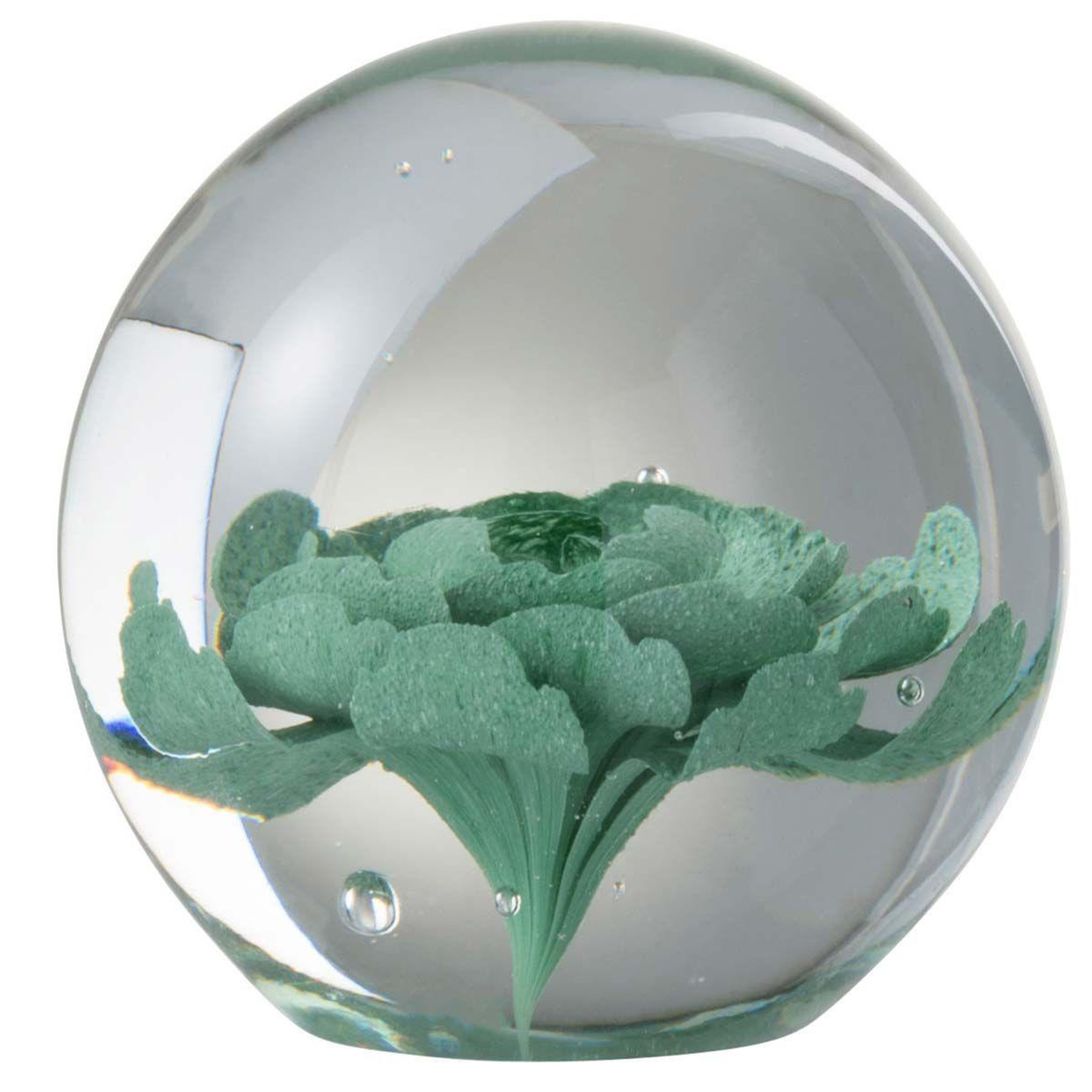 J-LINE Presse-papier en verre  fleurs  8cm menthe