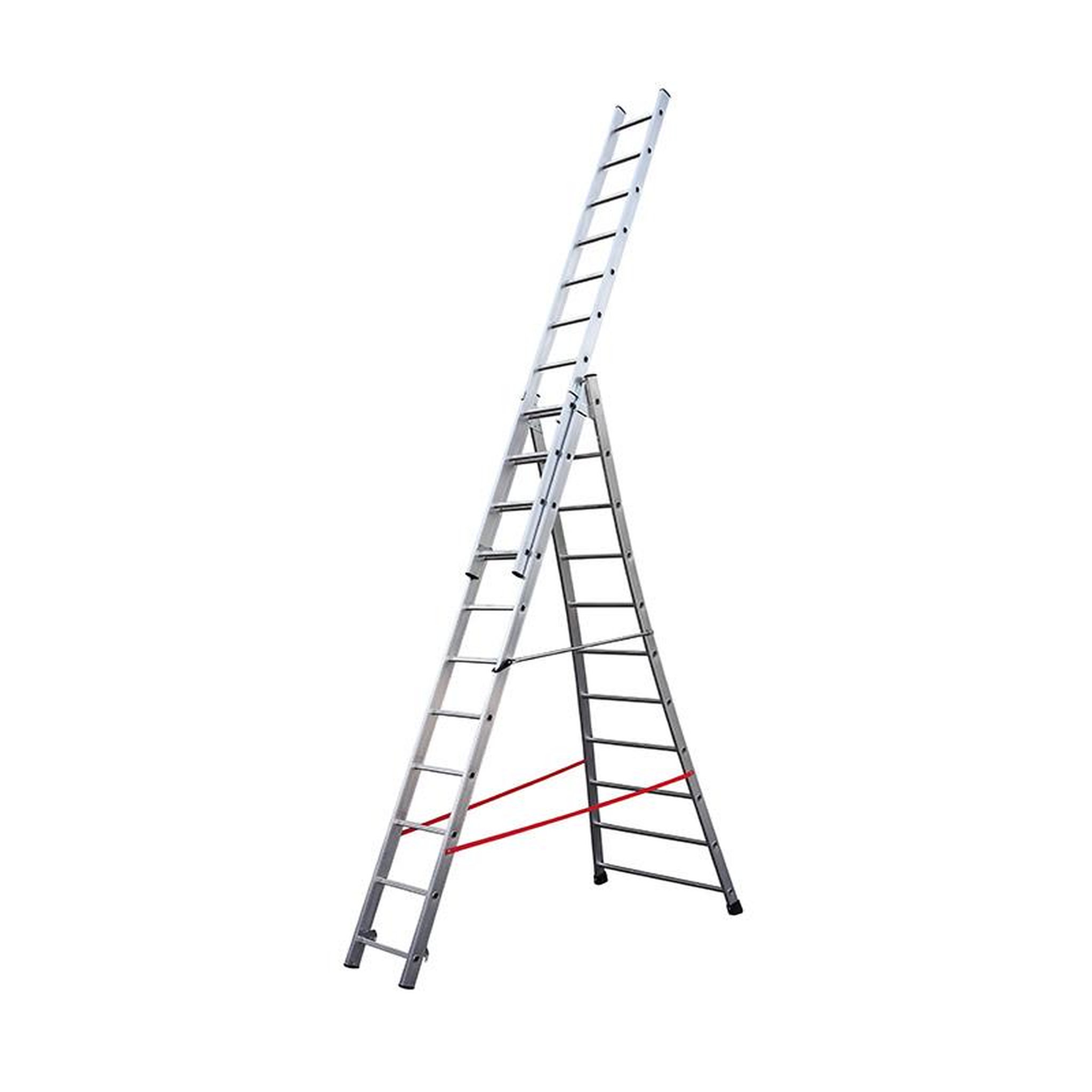 HAILO Echelle transformable base évasée 3 plans 3x11 échelons 6,5m/7,3m en alu Hailo Premium