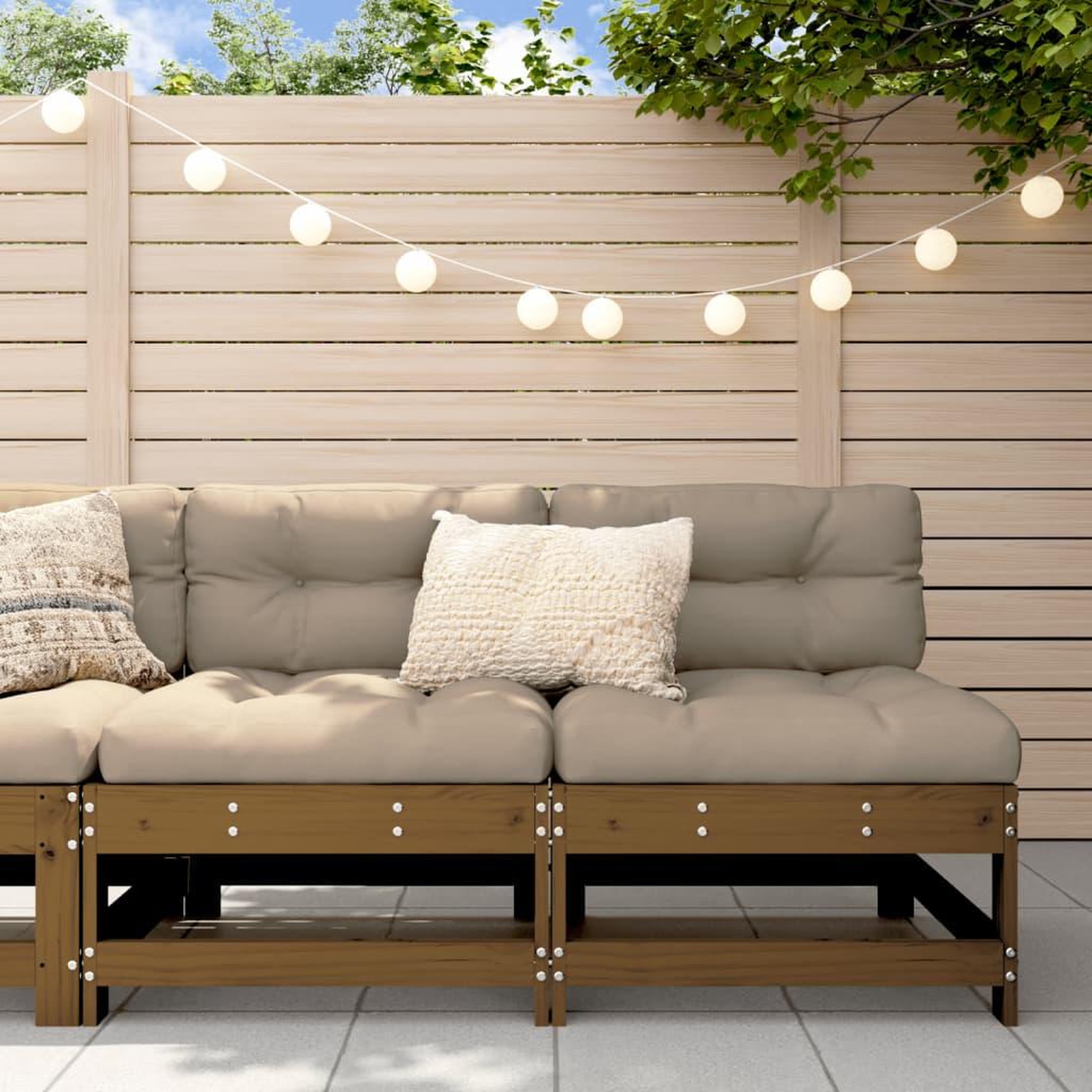 VIDAXL Canapes centraux de jardin 2 pcs marron miel bois de pin solide