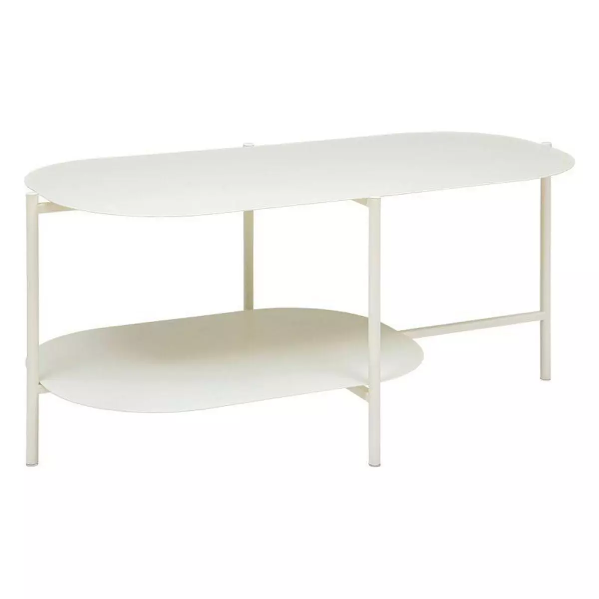  Table Basse 2 Niveaux  Haja  100cm Blanc