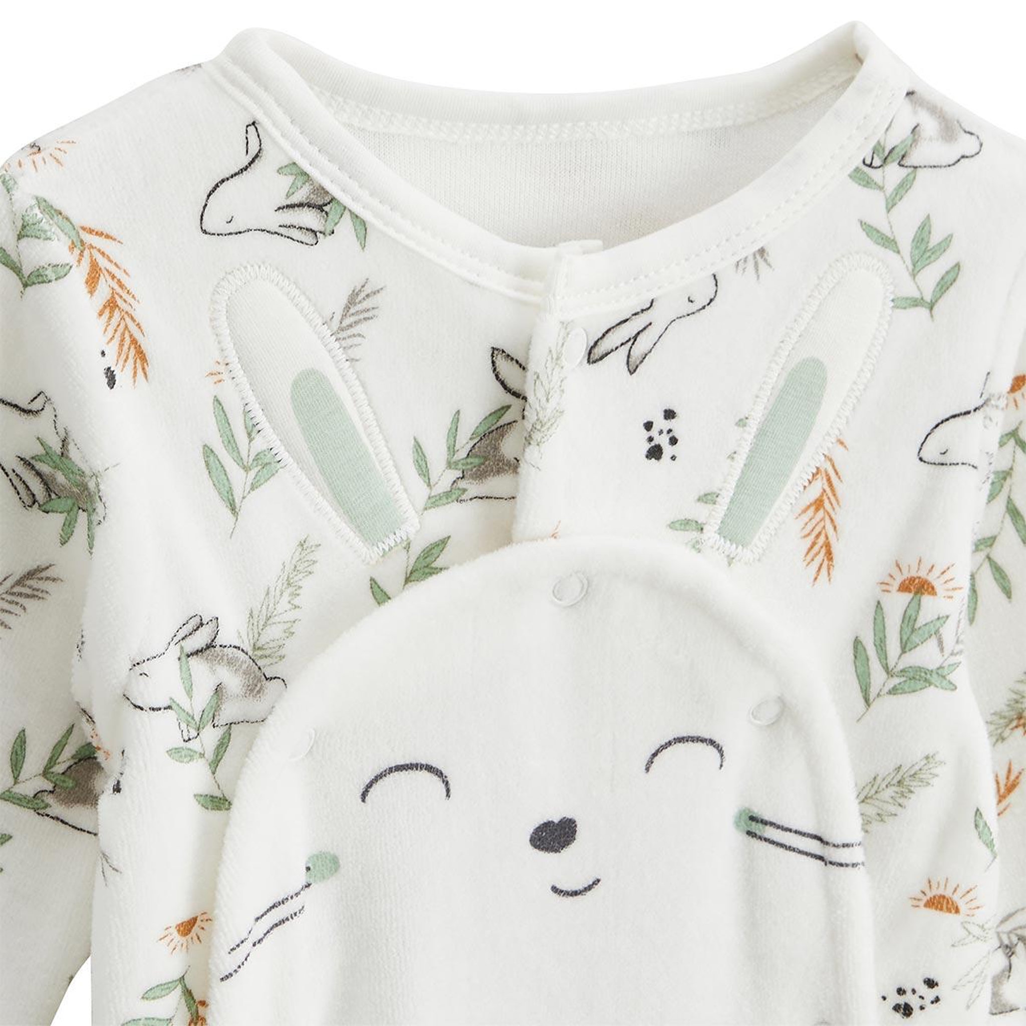 Voir la diapositive 3 : Petit BÃ©guin Pyjama bébé en velours ouverture pont frimousse