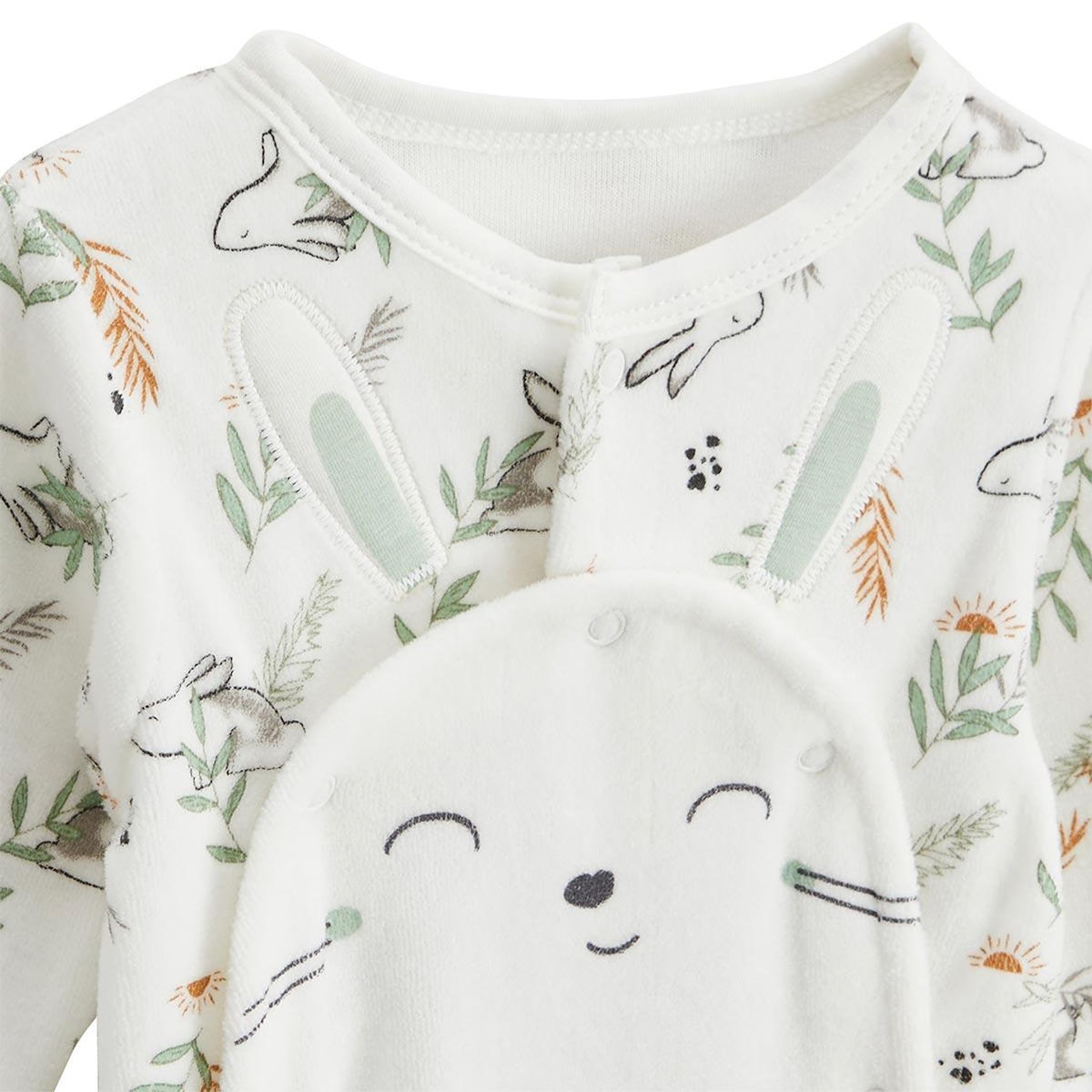 Petit Béguin Pyjama bébé en velours ouverture pont Frimousse