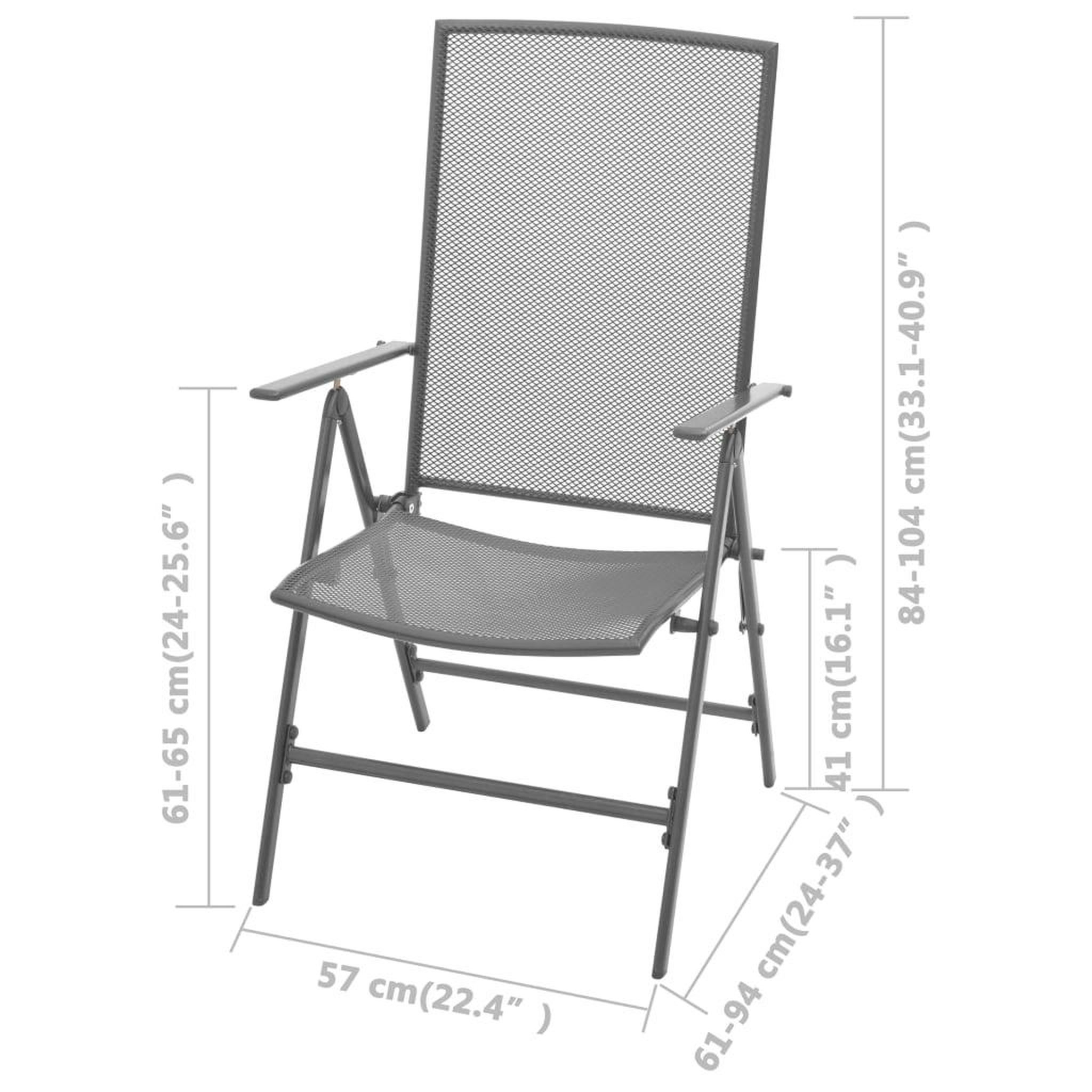 Voir la diapositive 6 : VIDAXL Chaises empilables de jardin lot de 2 Acier Gris