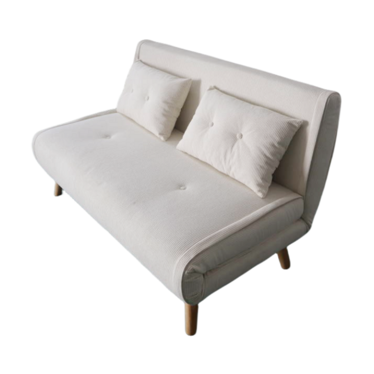 CONCEPT USINE Canapé convertible en velours côtelé beige 2 places ENNIS