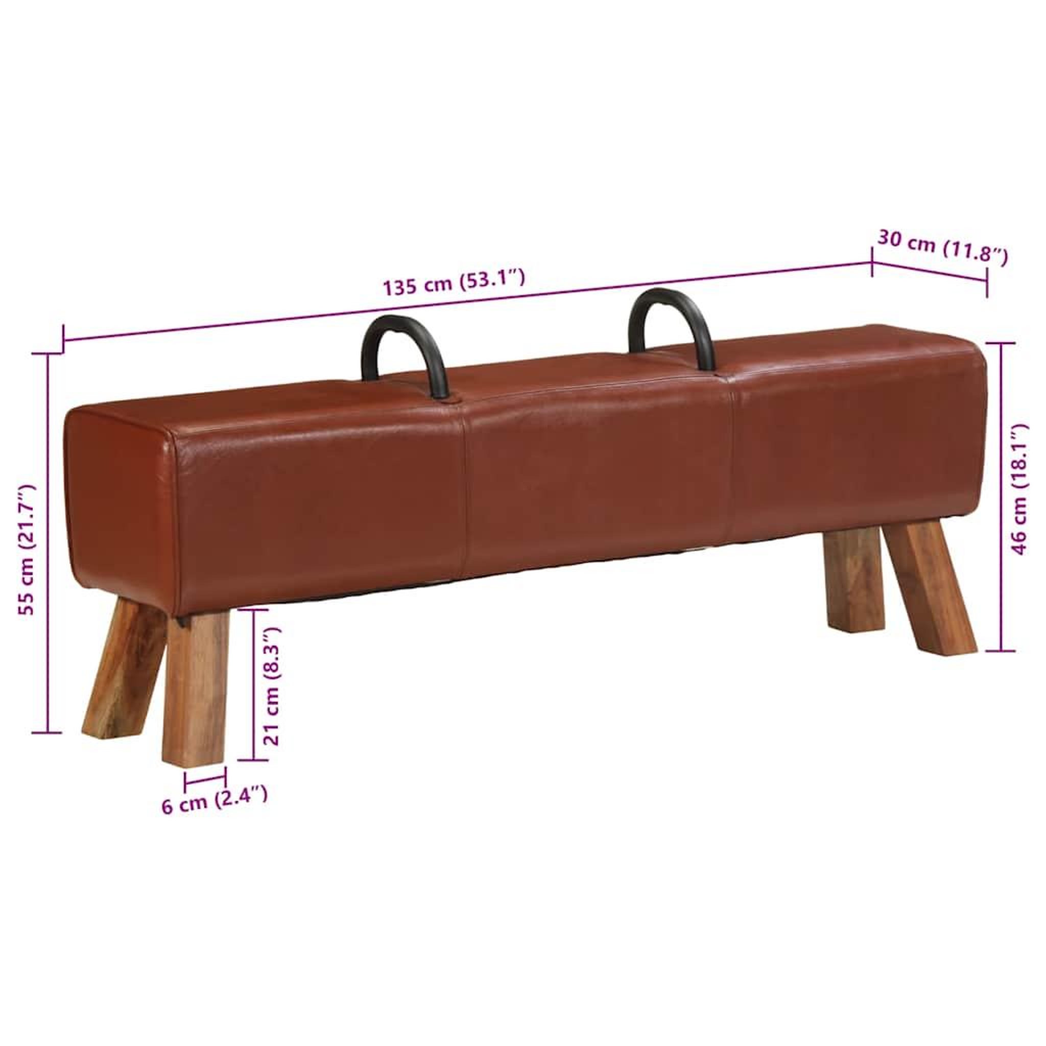Voir la diapositive 6 : VIDAXL Banc cheval d'arçon vintage Cuir veritable de chevre