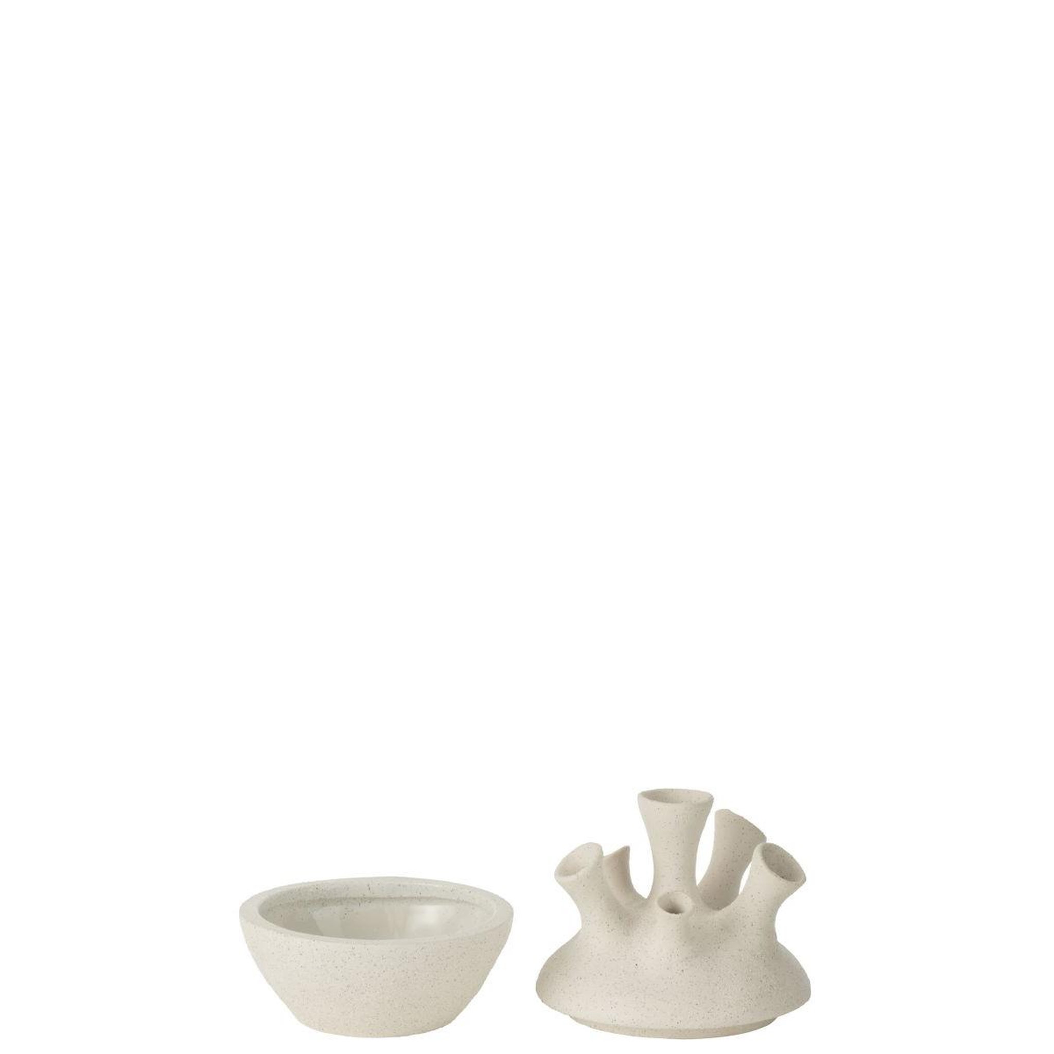 Voir la diapositive 2 : J-LINE Vase corail en argile  seymour  19cm blanc