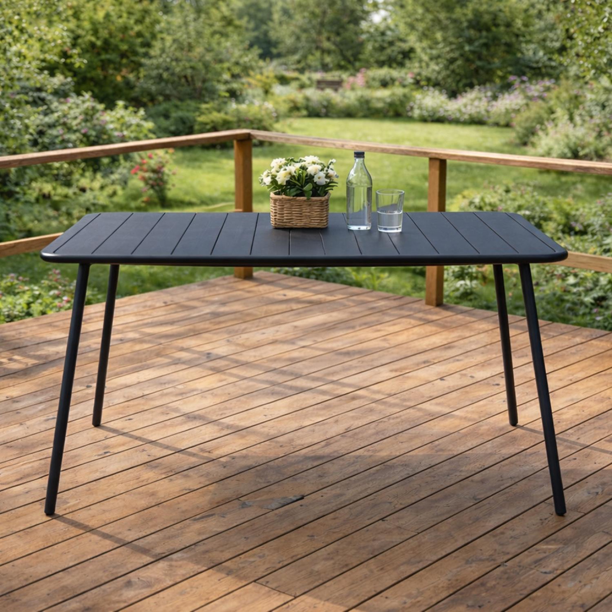 Voir la diapositive 4 : CONCEPT USINE Table de jardin 4 à 6 places 120cm gris foncé bergame