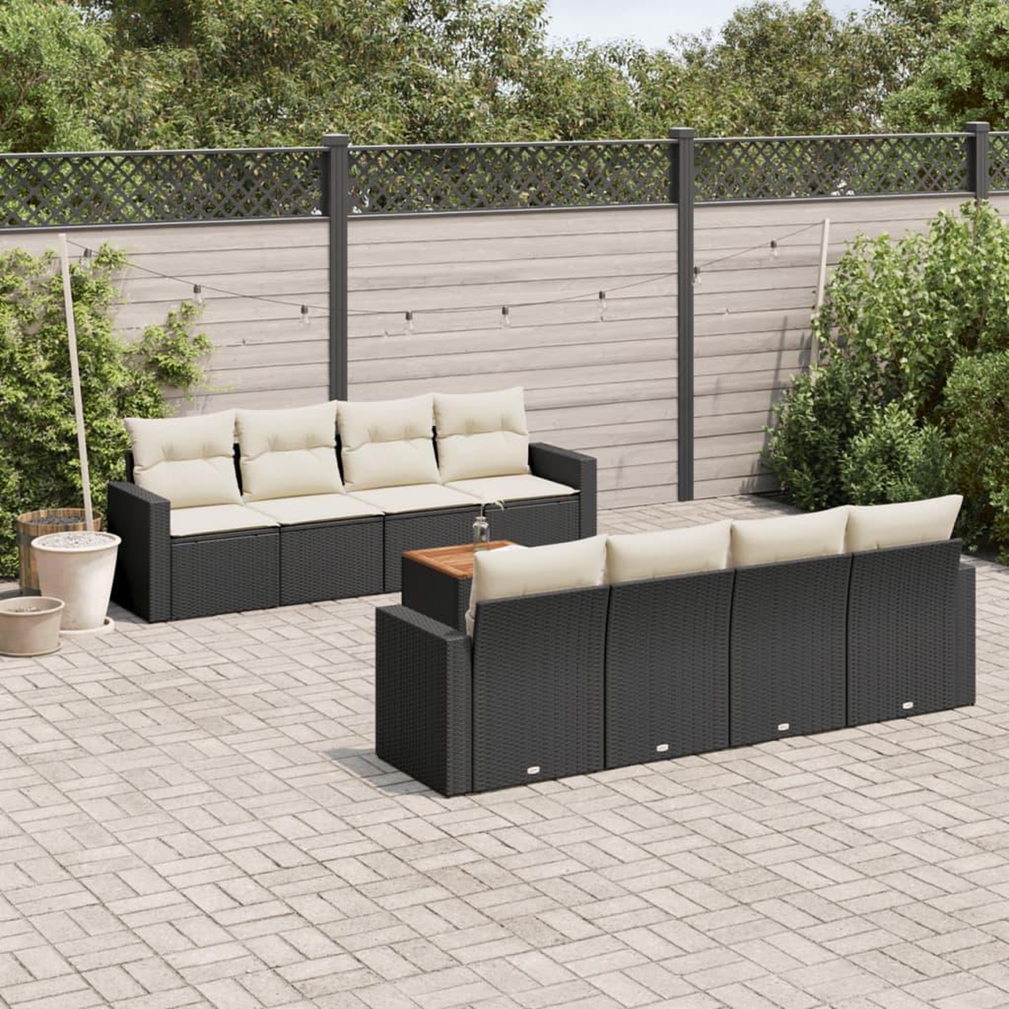 VIDAXL Salon de jardin 9 pcs avec coussins noir resine tressee