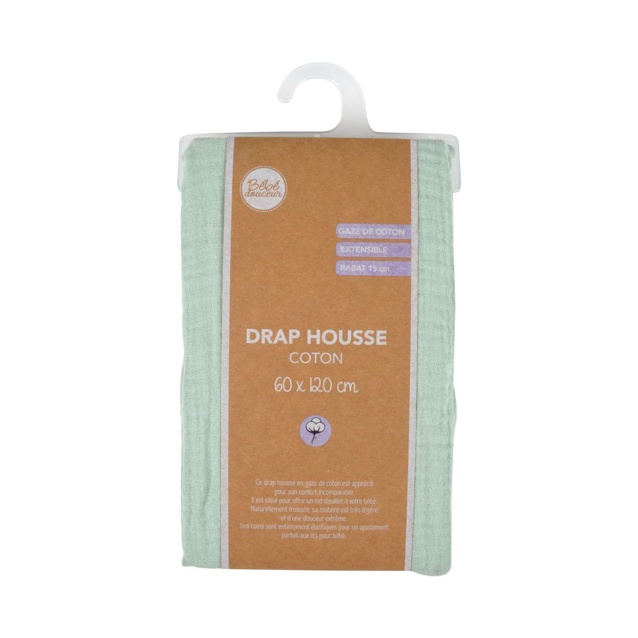 Voir la diapositive 3 : BEBE DOUCEUR Drap housse en gaze de coton - 100% Coton