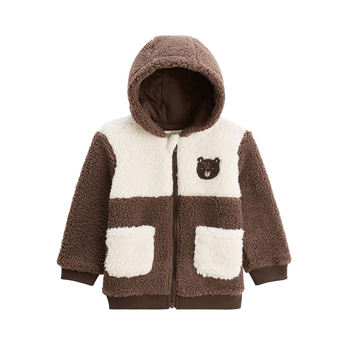 Petit Béguin Veste enfant en sherpa avec capuche Cracotte