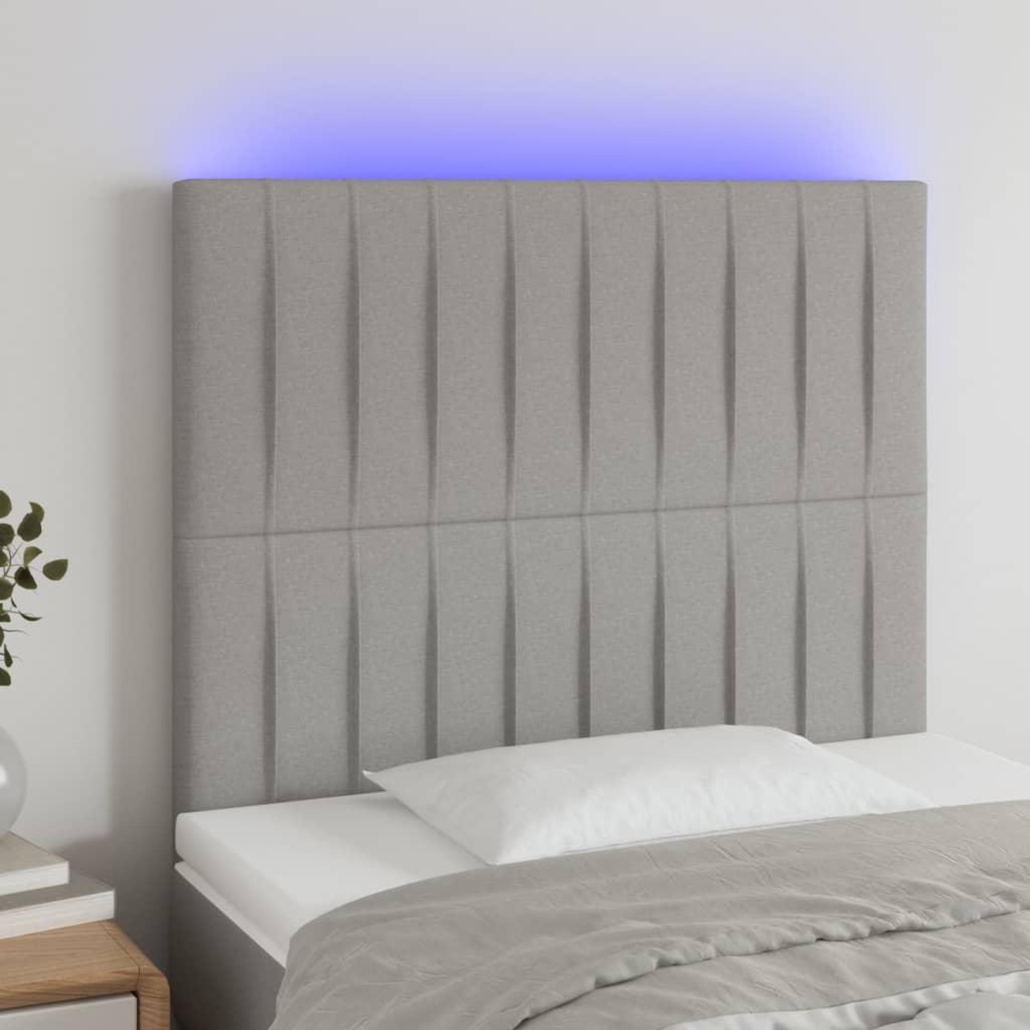 Voir la diapositive 1 : VIDAXL Tete de lit a LED Gris clair 80x5x118/128 cm Tissu