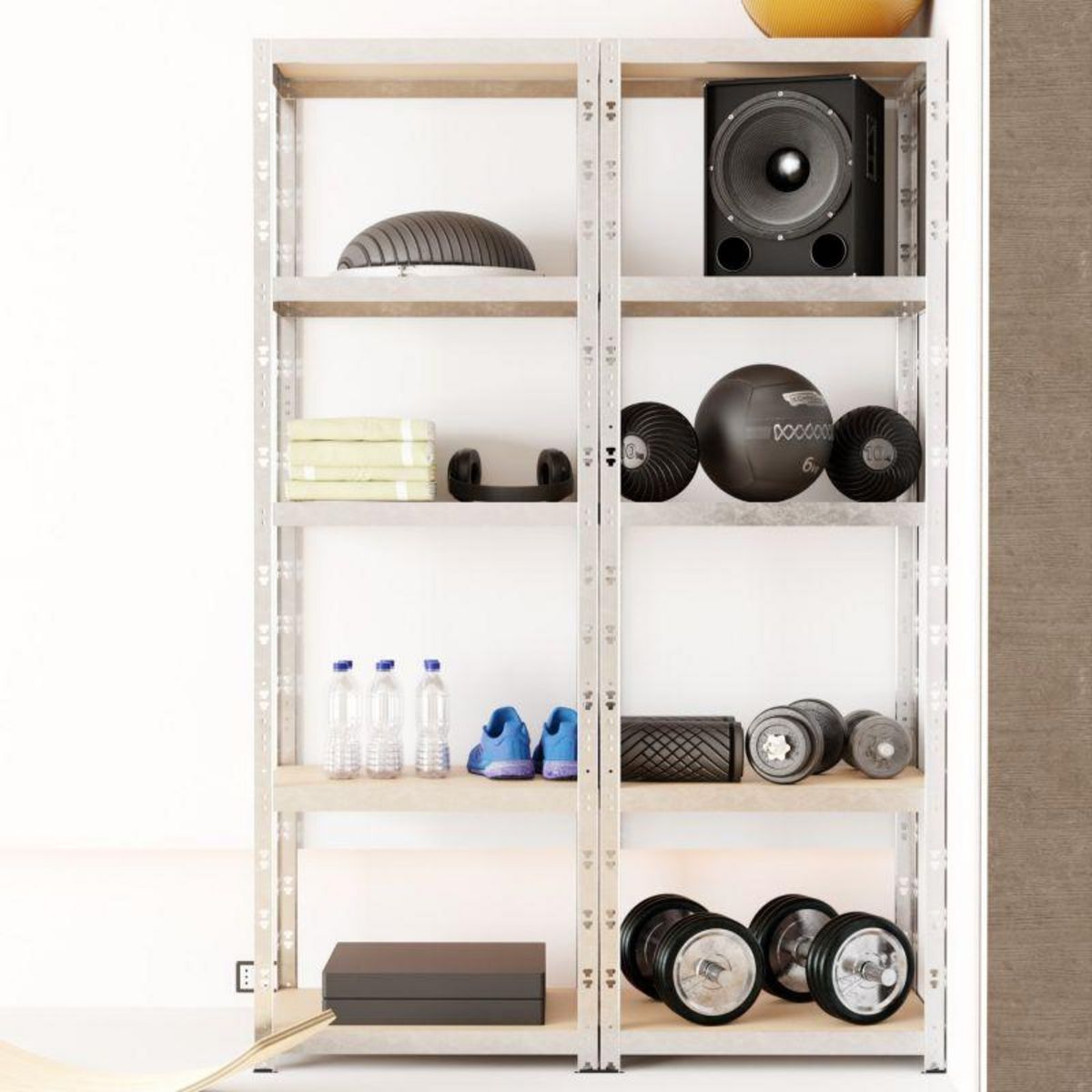 EUROSPEN Lot de 2 Etagères de Rangement modulables et polyvalentes pour atelier, garage, cave...Charges Lourdes 180x60x40cm x2 - Gris