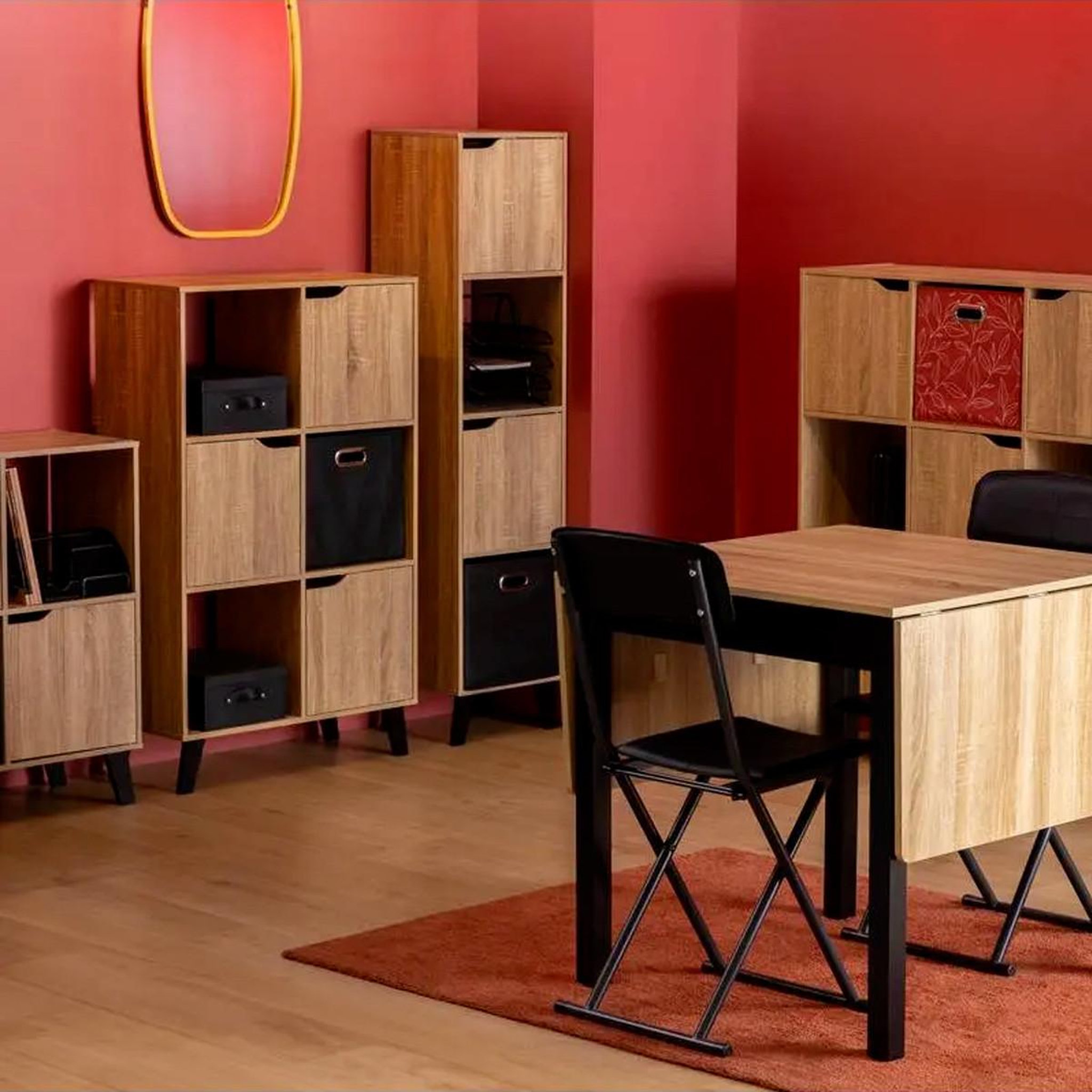 Voir la diapositive 4 : FIVE Étagère 6 cases design  mix n'modul  113cm naturel