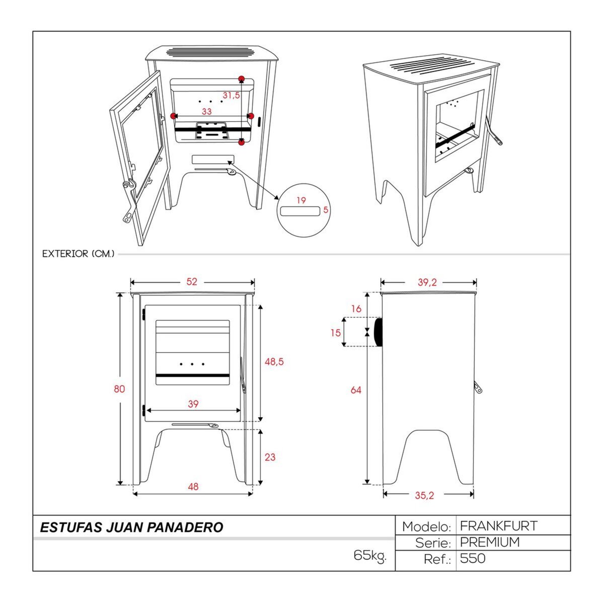 Juan Panadero Poêle à bois 7,4 Kw - FRANKFURT PREMIUM