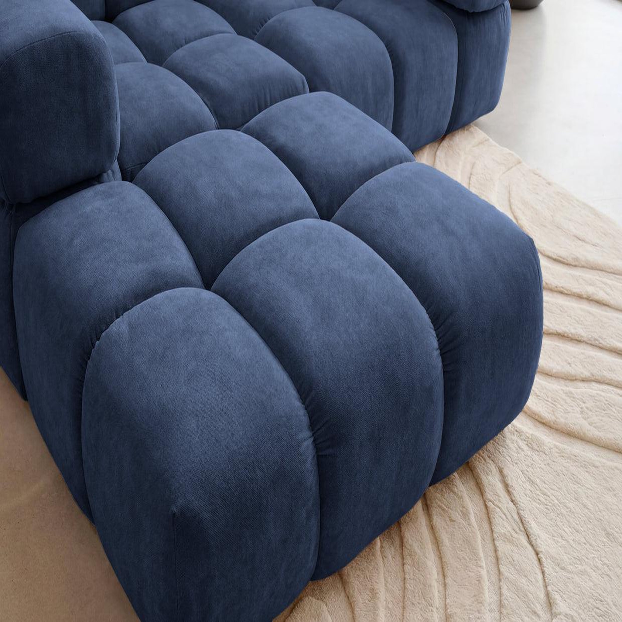Voir la diapositive 4 : CASANOVA PARIS Gustave - canapé d'angle tissu velours 4 places