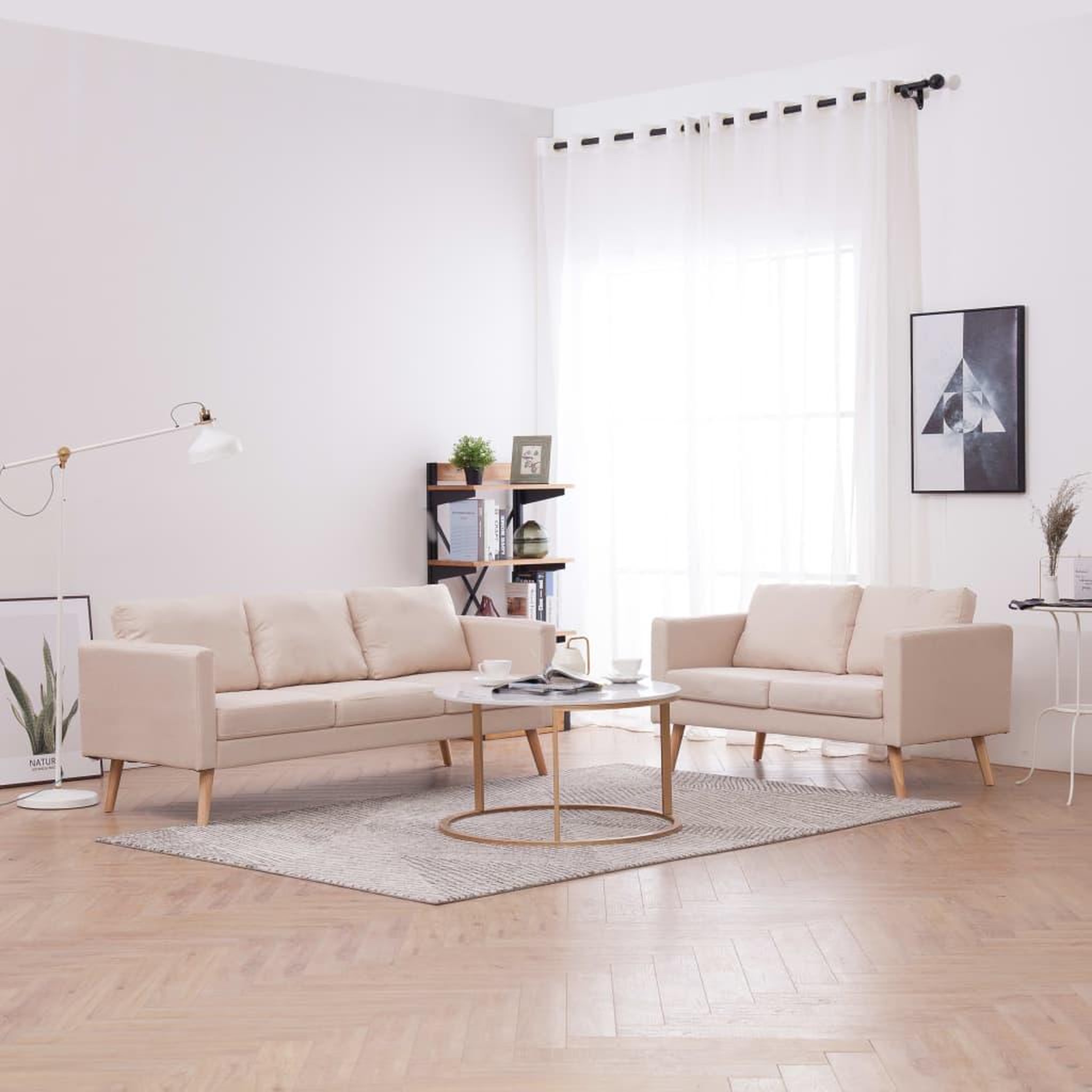 Voir la diapositive 1 : VIDAXL Ensemble de canape 2 pcs tissu creme
