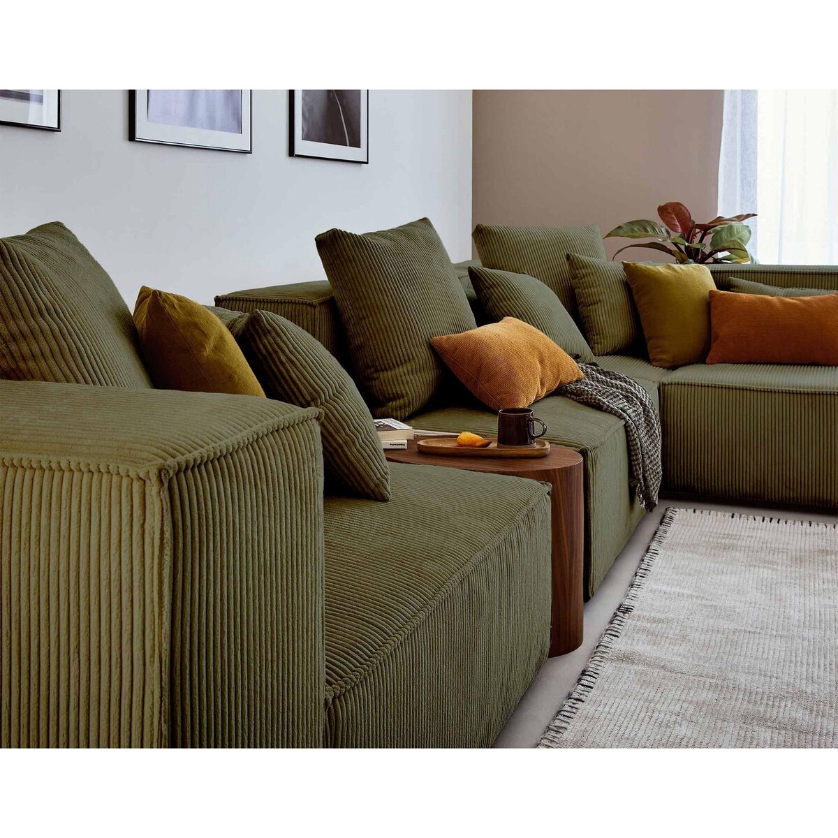 LISA DESIGN Colombine - canapé modulable d'angle droit - 6 places - en velours côtelé