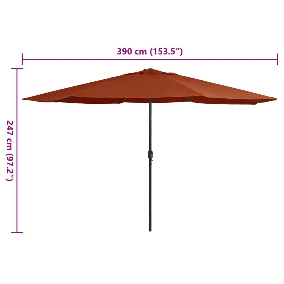 VIDAXL Parasol de jardin avec mat en metal 390 cm terre cuite