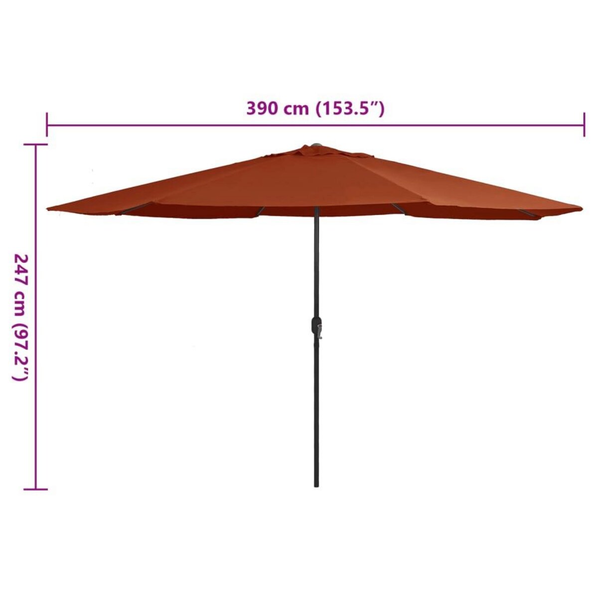 VIDAXL Parasol de jardin avec mat en metal 390 cm terre cuite