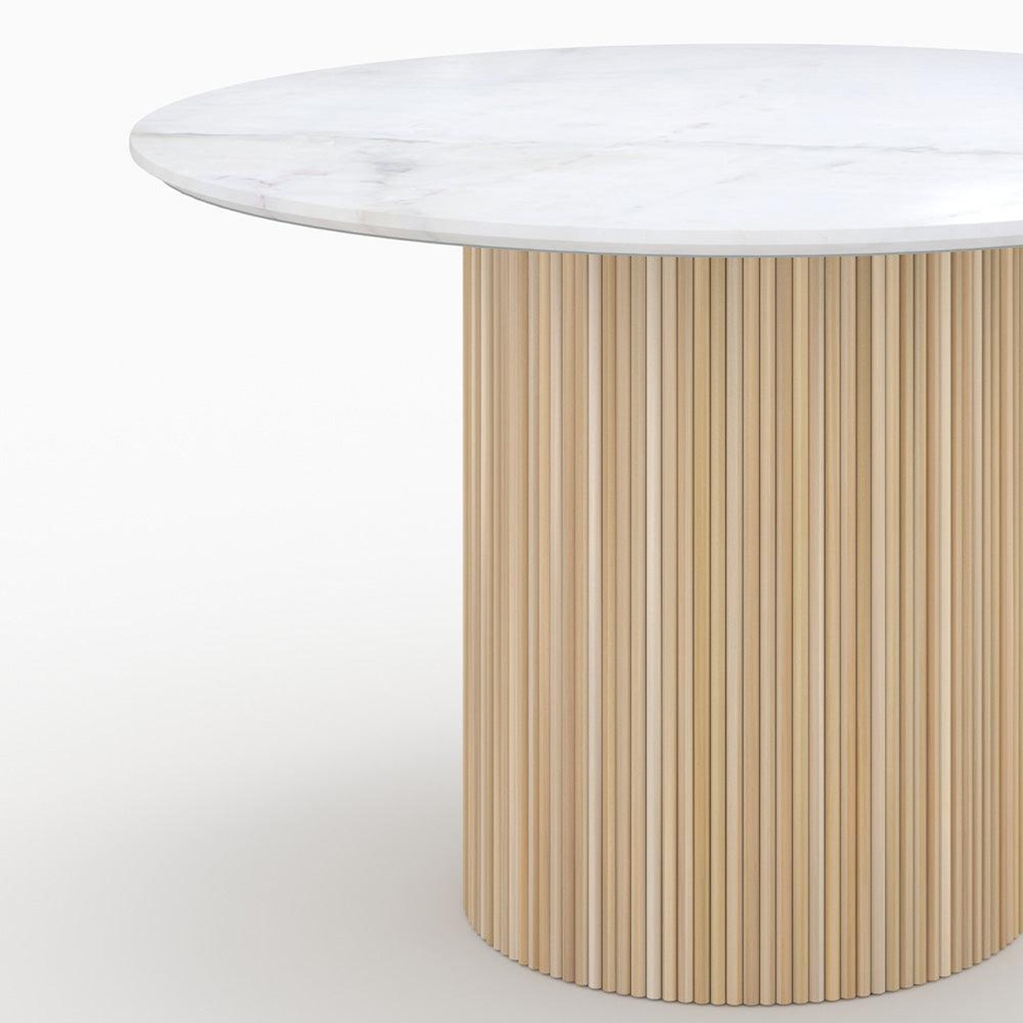 Voir la diapositive 6 : MAISON PAVANE Table ronde 4 personnes en marbre blanc et bois de manguier d120 cm-agathe