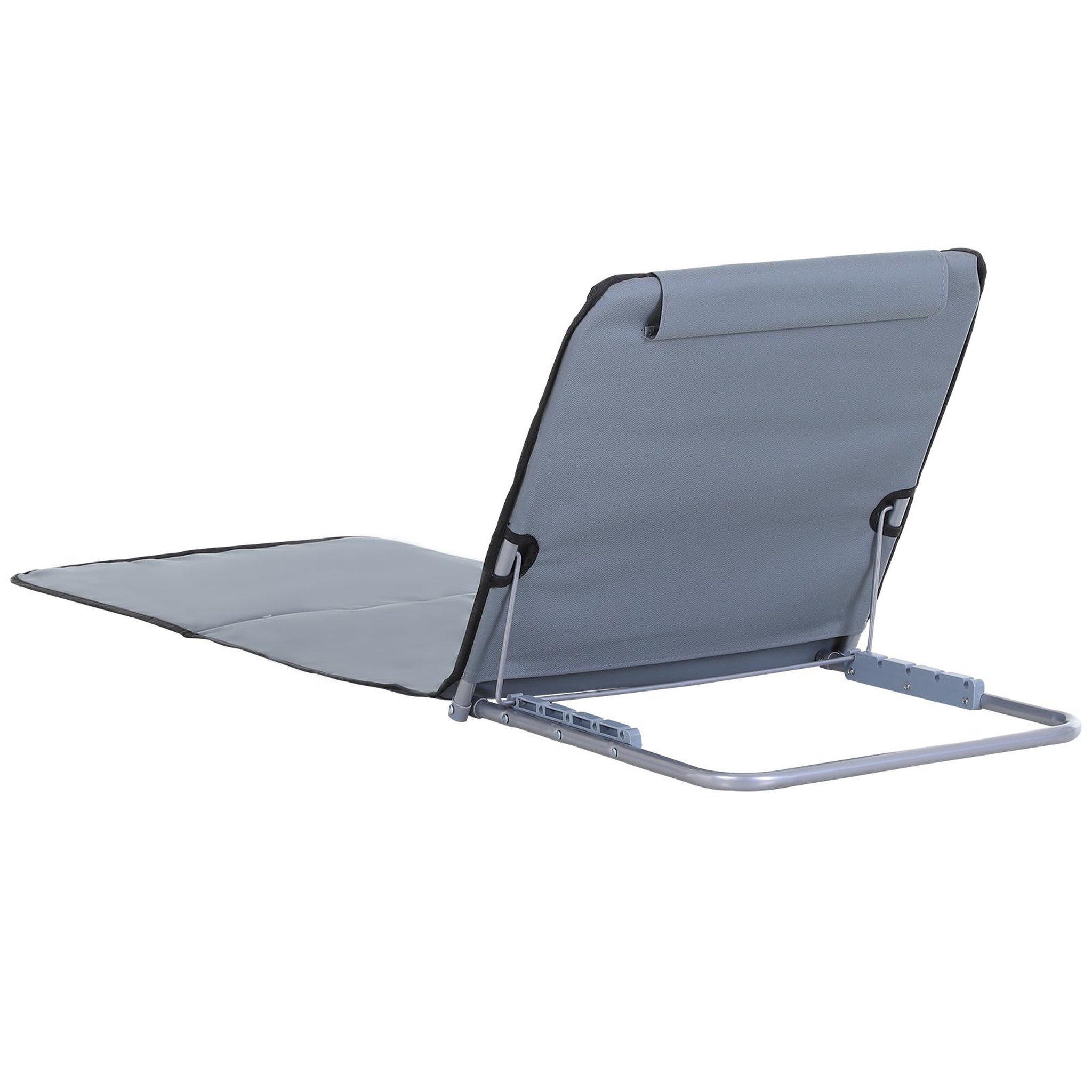 Voir la diapositive 5 : OUTSUNNY Lot de 2 tapis de plage rembourré - matelas de plage - nattes de plage - dossier inclinable multi-positions - sac transport inclus - métal polyester PE gris