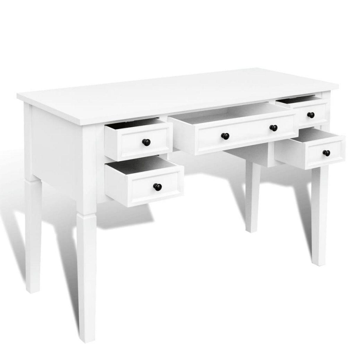 VIDAXL Bureau blanc a 5 tiroirs