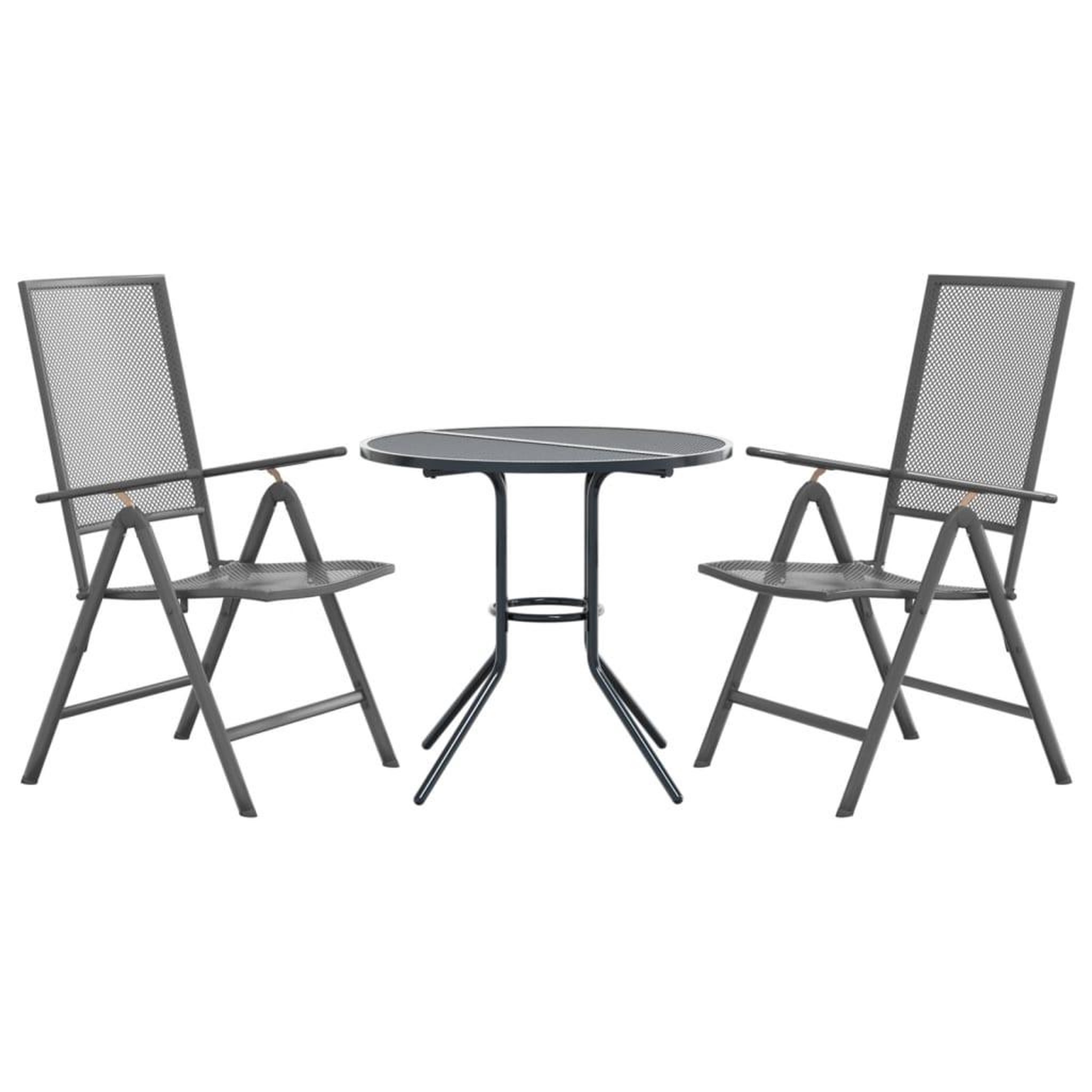 Voir la diapositive 2 : VIDAXL Ensemble de chaises de jardin inclinables 3 pcs anthracite