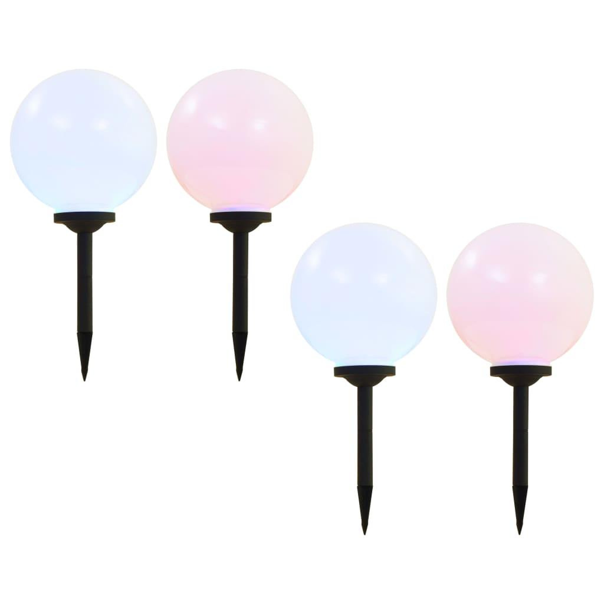 VIDAXL Lampes solaires spheriques LED de jardin 4 pcs 30 cm RVB