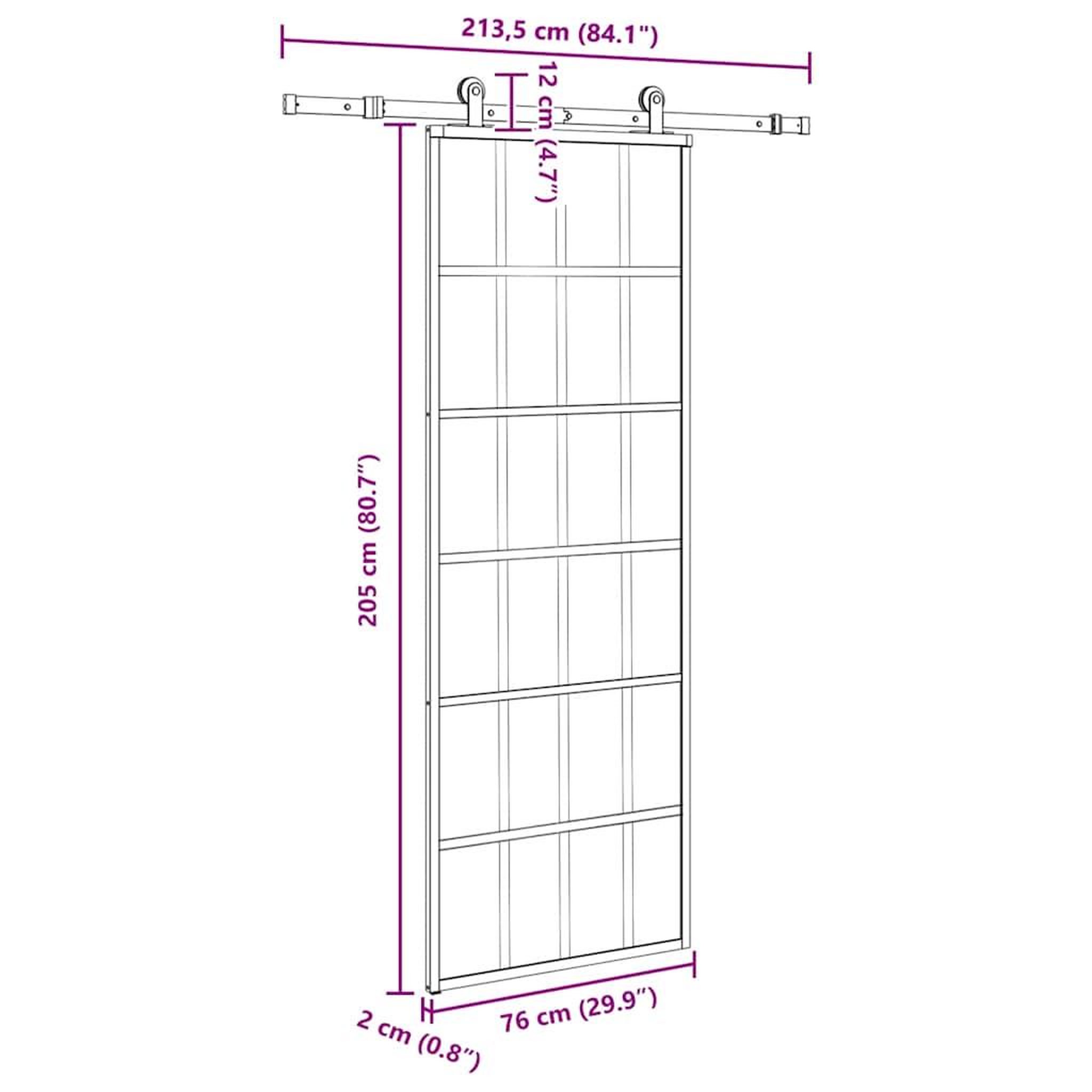 Voir la diapositive 6 : VIDAXL Porte coulissante avec kit de quincaillerie 76x205 cm Verre ESG