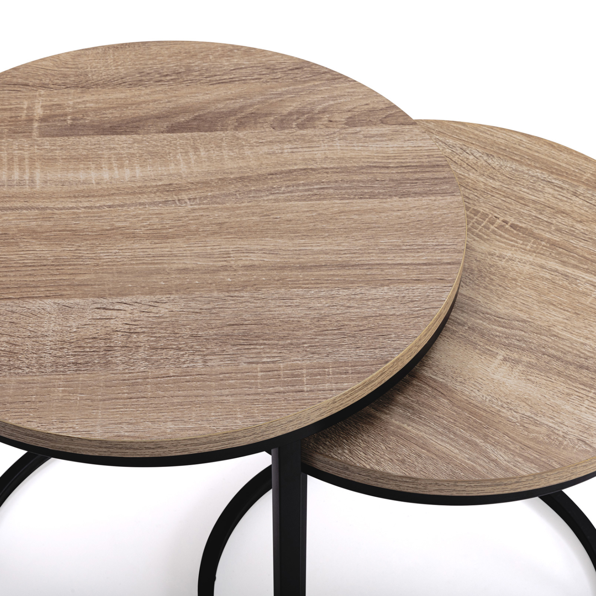 Voir la diapositive 4 : ID MARKET Lot de 2 tables basses gigognes detroit rondes 40/45 design industriel