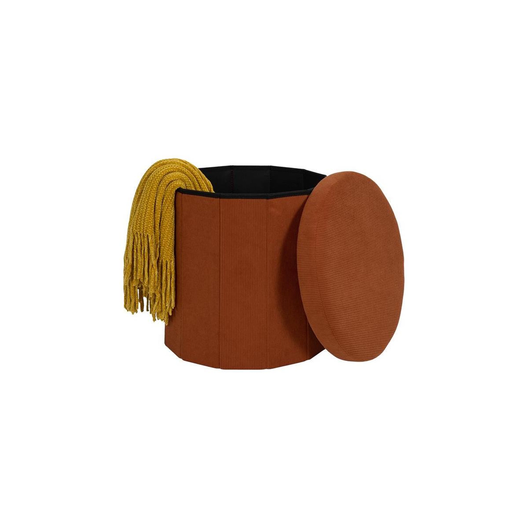 Voir la diapositive 3 : The Home Deco Factory Pouf coffre pliable côtelé  jules  38cm terracotta