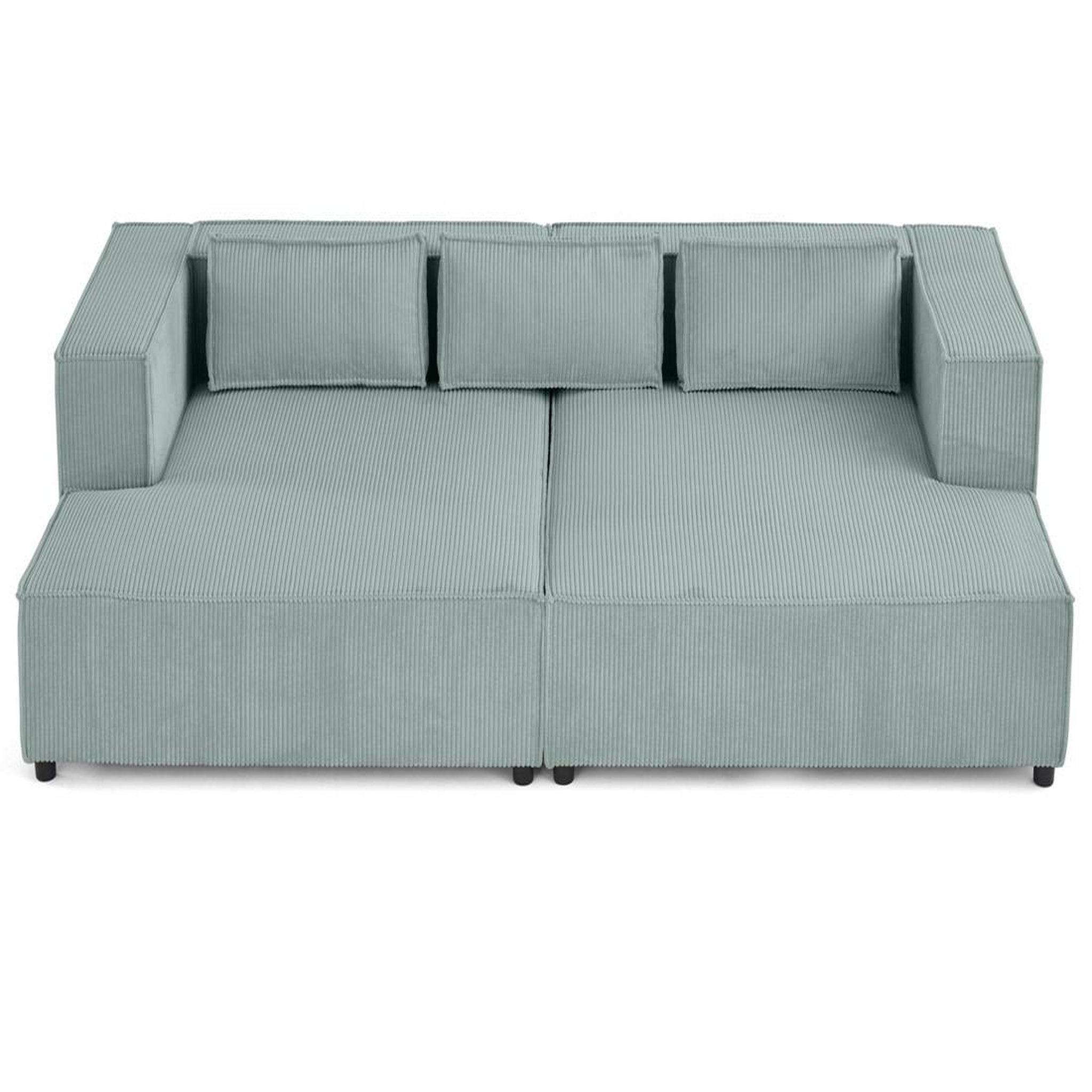 Voir la diapositive 3 : LISA DESIGN Stella - canapé droit 3 places avec double méridienne - assise profonde - en velours côtelé