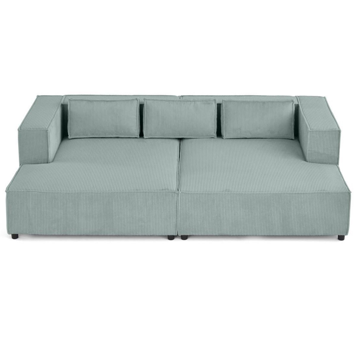 LISA DESIGN Stella - canapé droit 3 places avec double méridienne - assise profonde - en velours côtelé