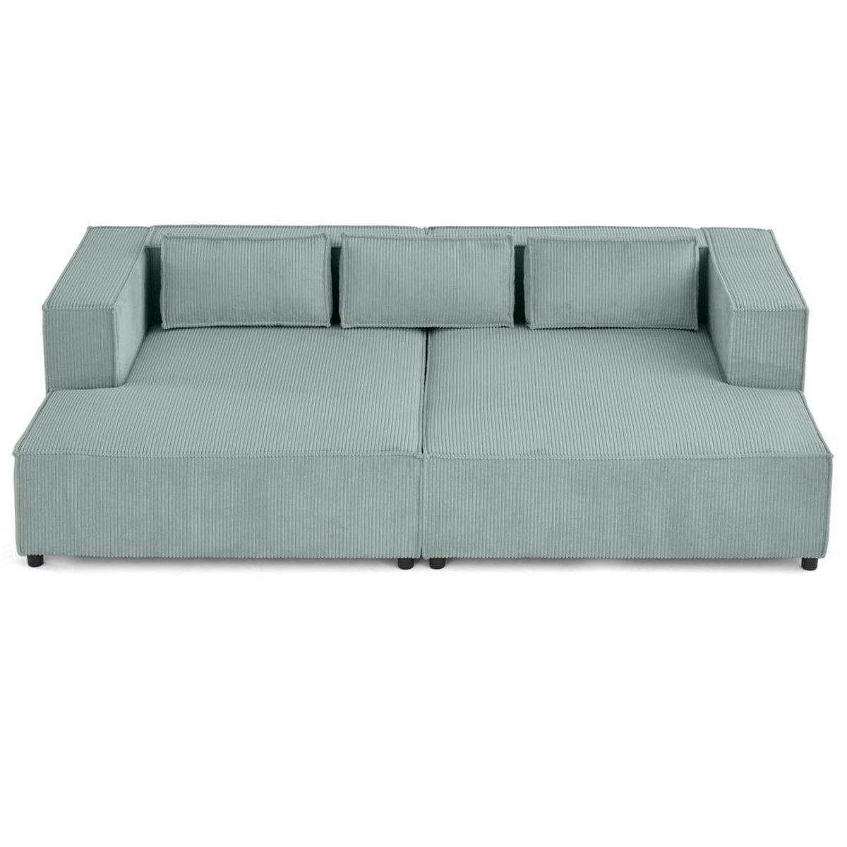 LISA DESIGN Stella - canapé droit 3 places avec double méridienne - assise profonde - en velours côtelé