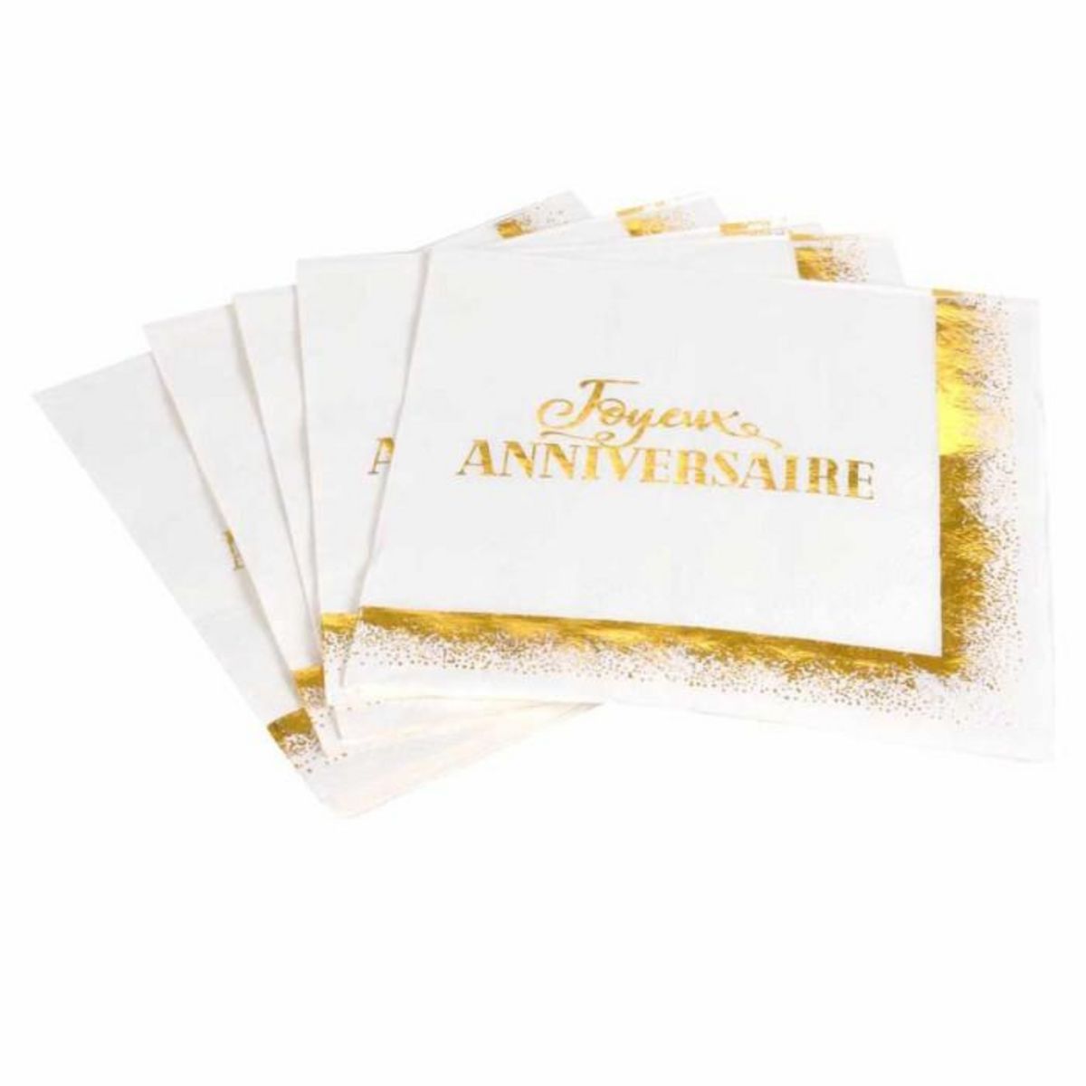 Paris Prix Lot de 20 Serviettes en Papier  Anniversaire Gold  33x33cm Blanc