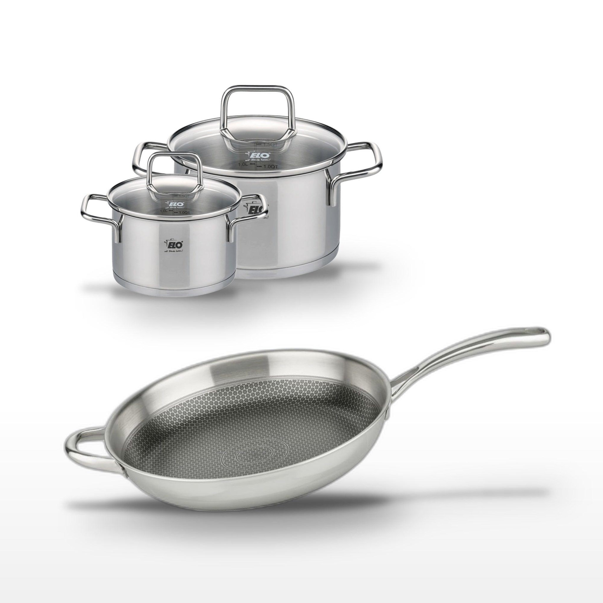 ELO Lot poêle 32cm et 2 faitouts 16/12cm elo relief evolution