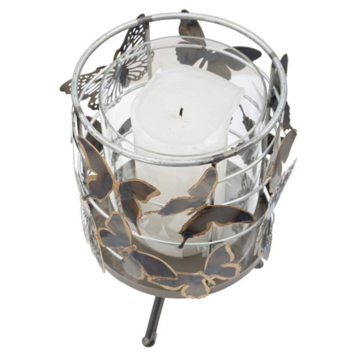 Paris Prix Photophore sur Pied en Métal  Farfalle  23cm Multicolore