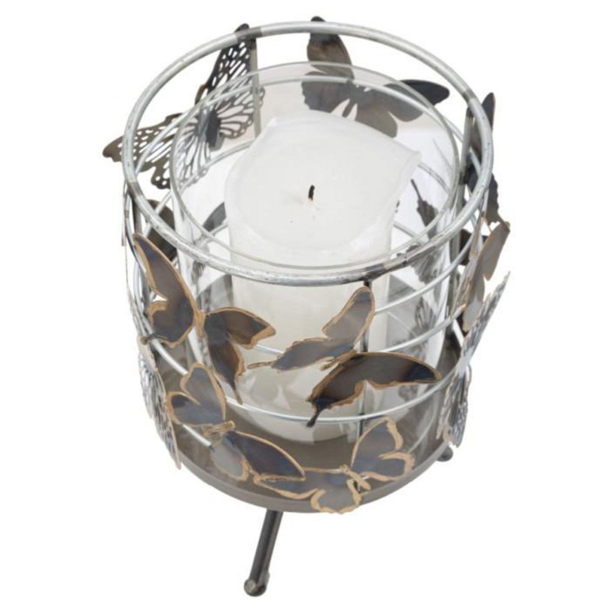 Paris Prix Photophore sur Pied en Métal  Farfalle  23cm Multicolore