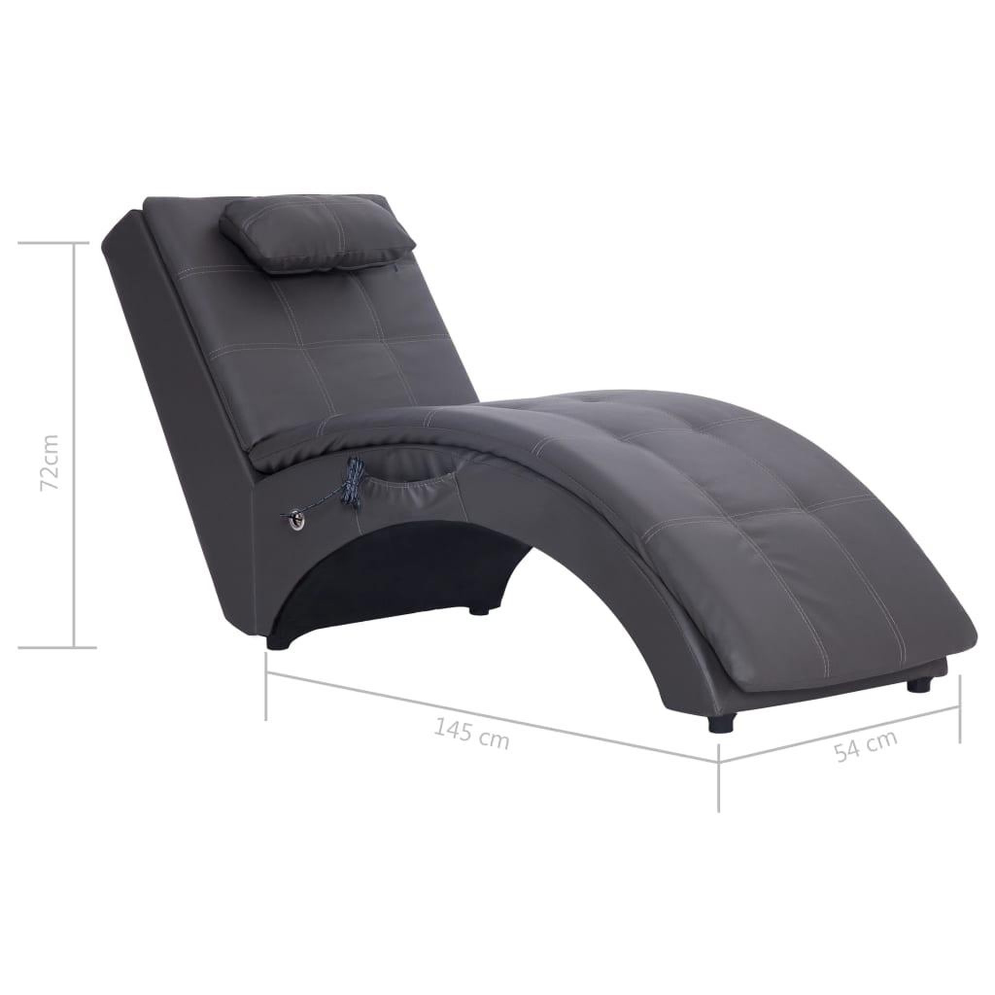 Voir la diapositive 6 : VIDAXL Chaise longue de massage avec oreiller Gris Similicuir