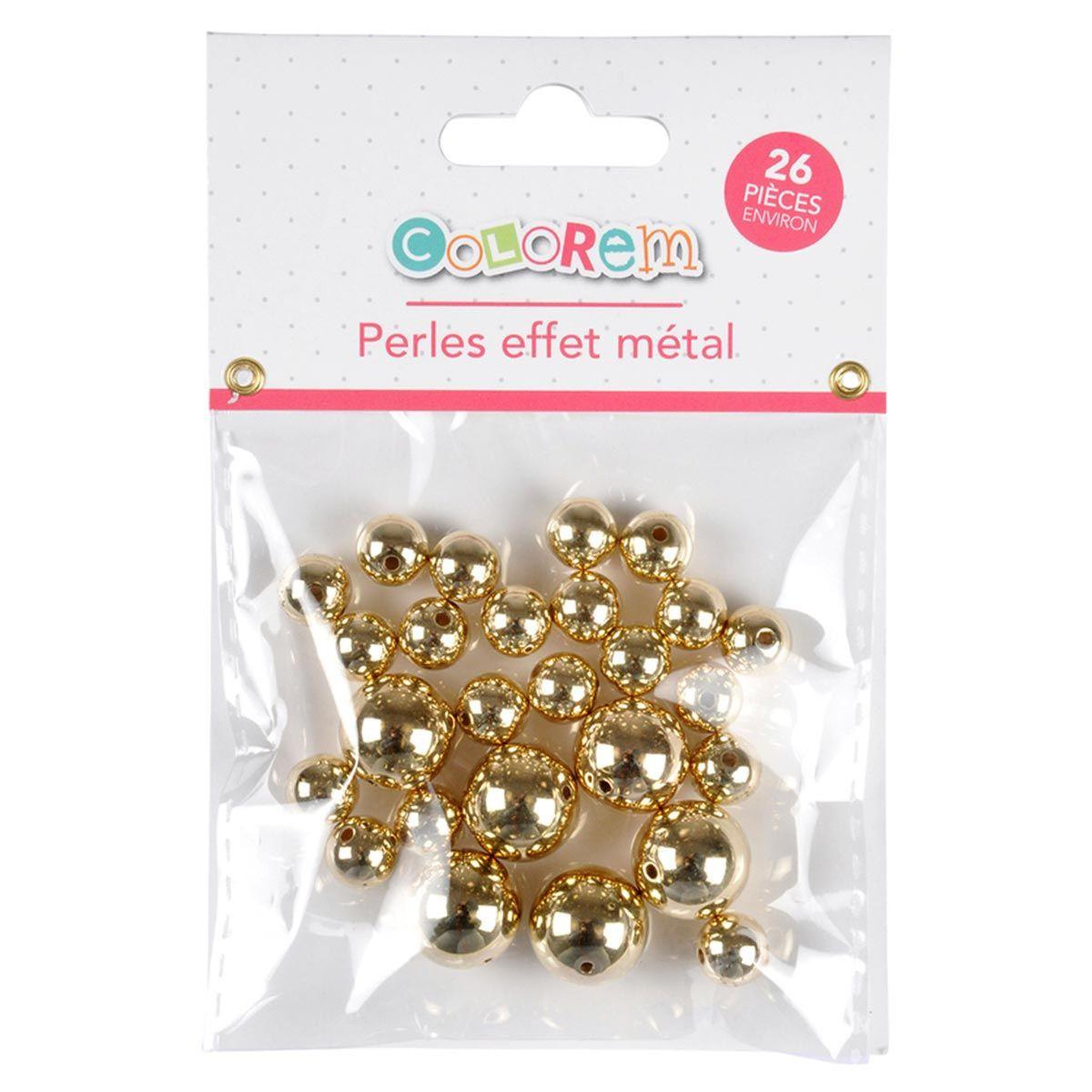 Voir la diapositive 2 : HOMEA Lot de 26 Perles Rondes  Effet Métal  1-1,5cm Or